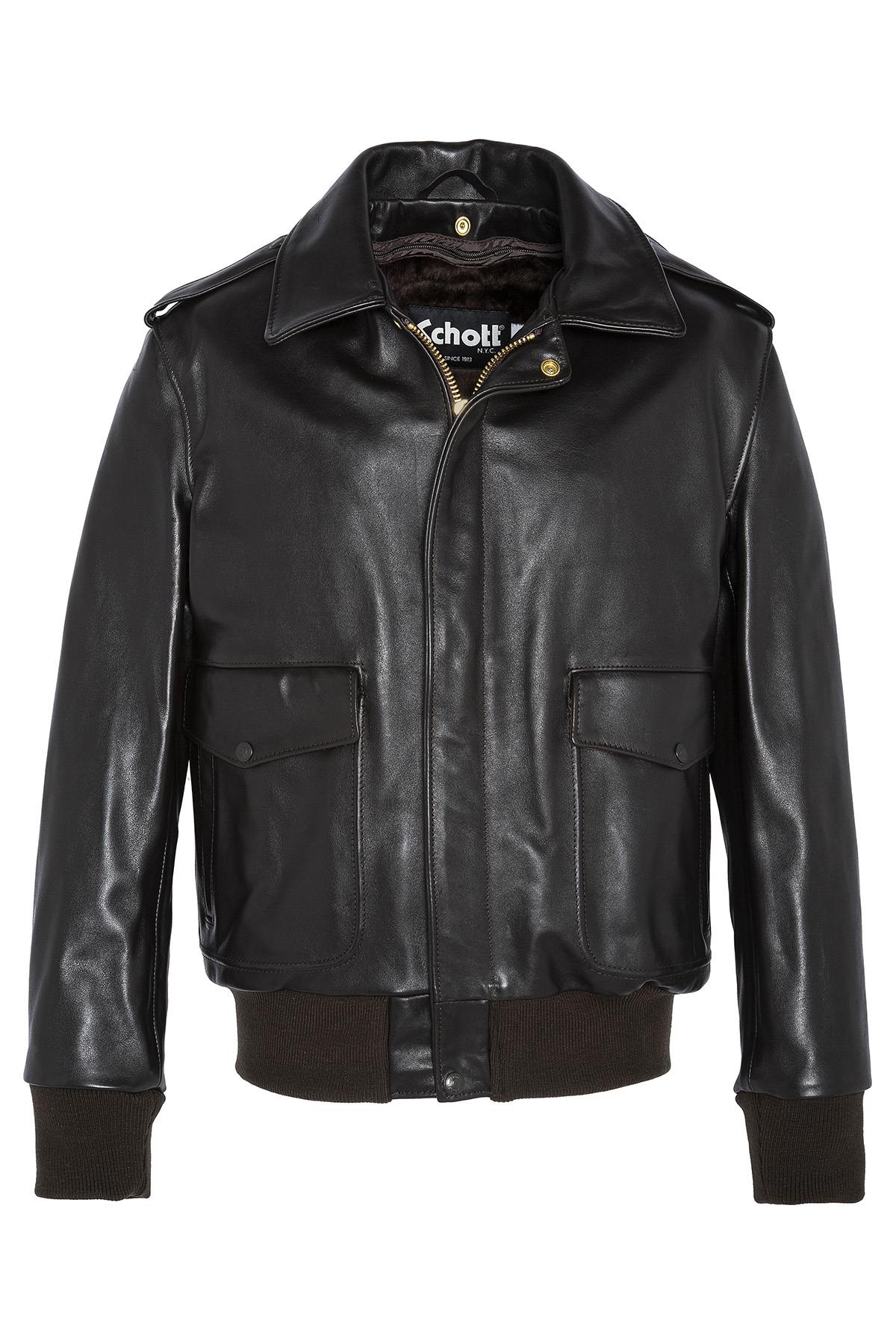 SCHOTT men's pilot jacket in brown leather - Image n°3