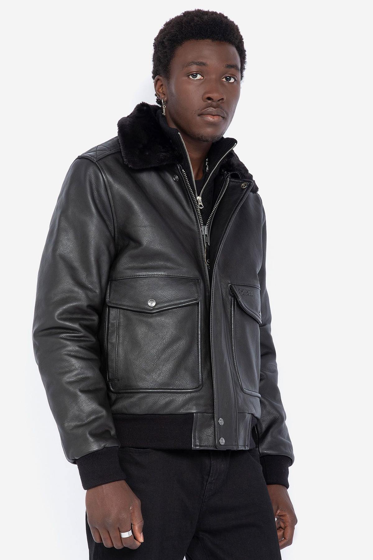 Schott cowhide leather jacket - Image n°1