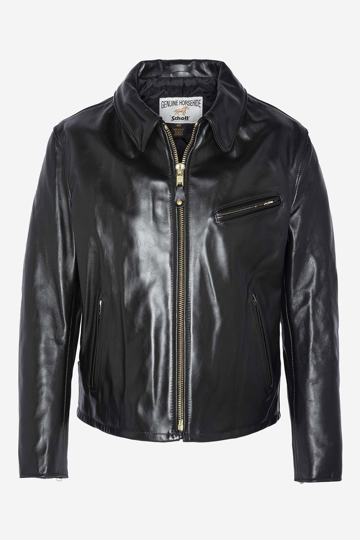 Schott men's jacket in black horse leather - Image n°6