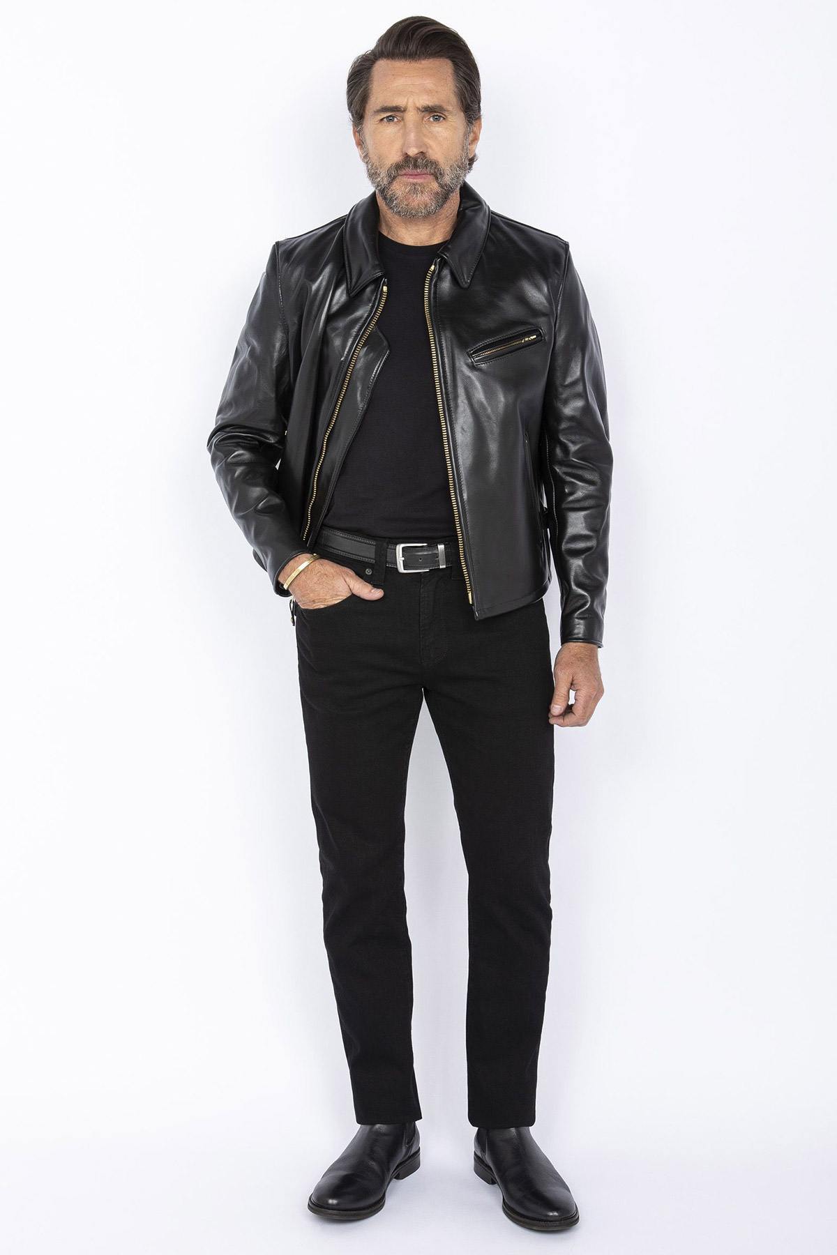 Schott men's jacket in black horse leather - Image n°2