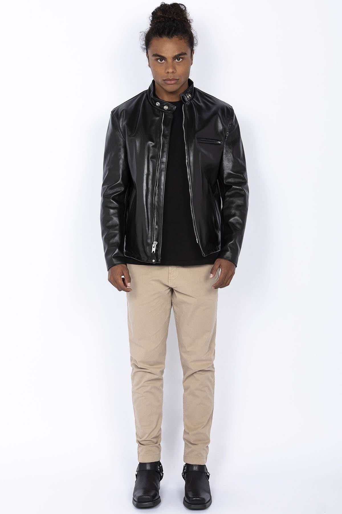 Schott men's jacket in black horse leather - Image n°4