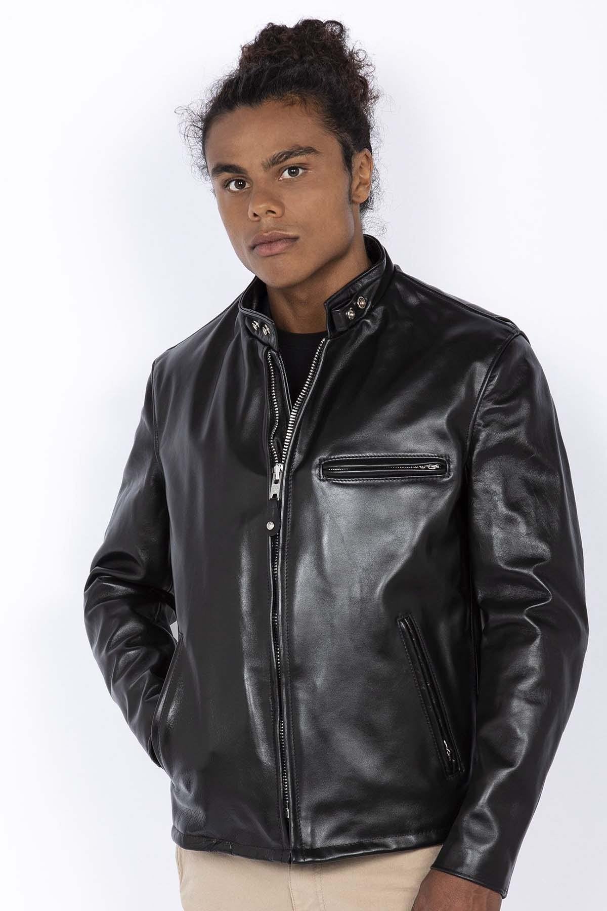 Schott men's jacket in black horse leather - Image n°2