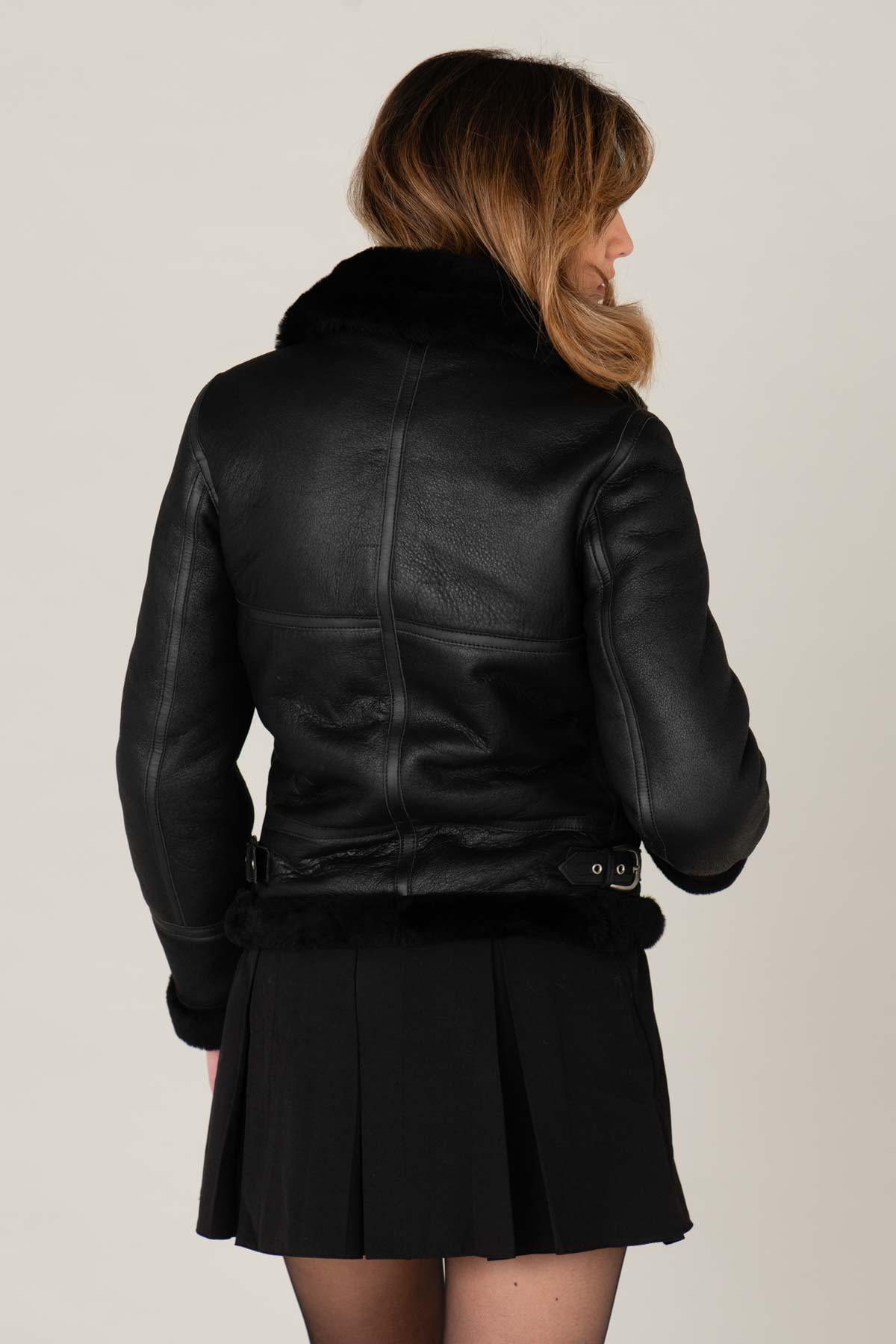 Women's bomber jacket in shearling - Image n°5