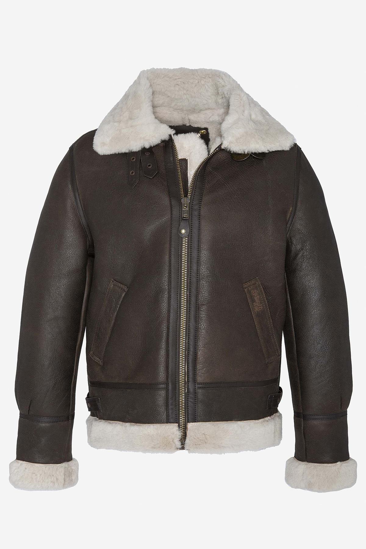 SCHOTT men's bomber jacket in sheepskin leather - Image n°4