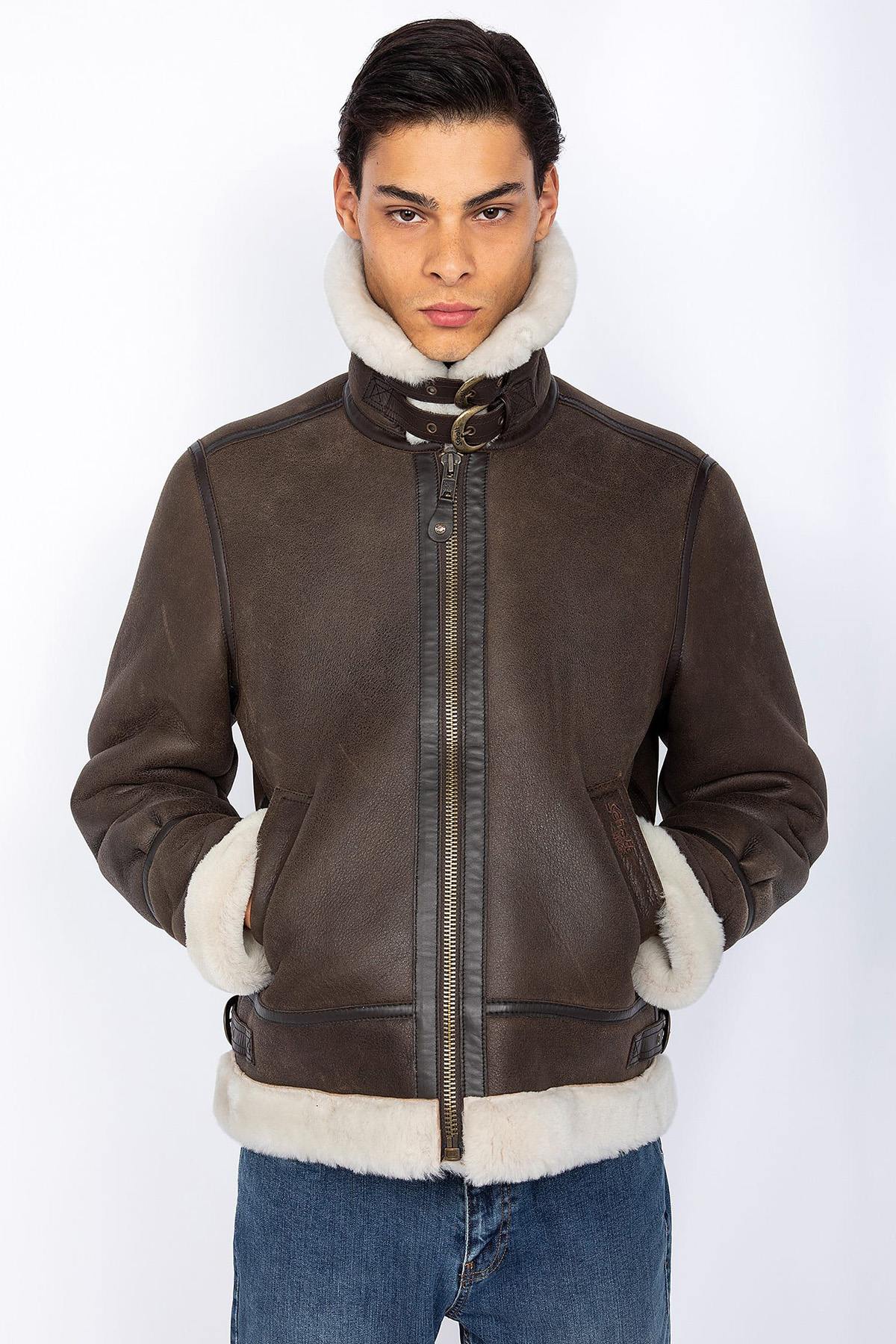 SCHOTT men's bomber jacket in sheepskin leather - Image n°2