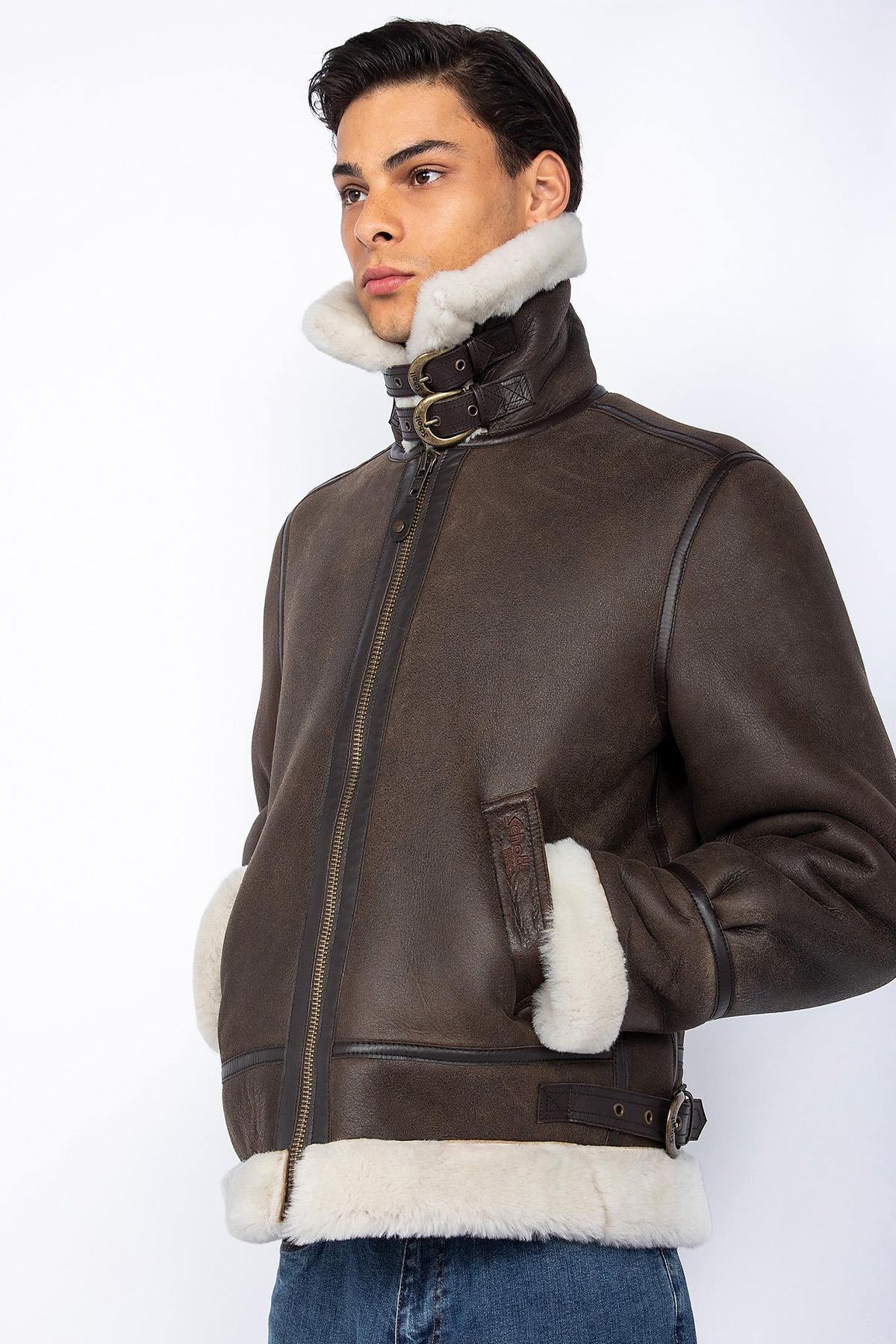 SCHOTT men's bomber jacket in sheepskin leather - Image n°6