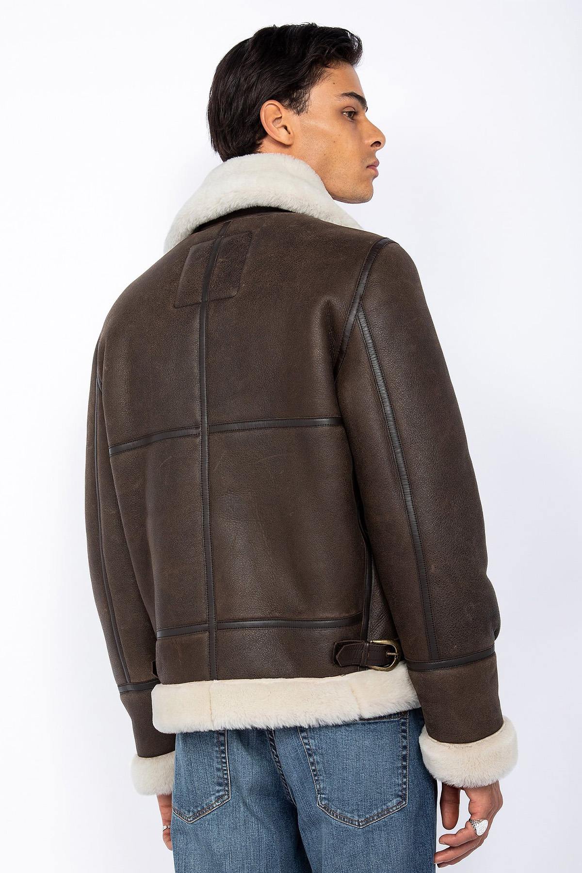 SCHOTT men's bomber jacket in sheepskin leather - Image n°3