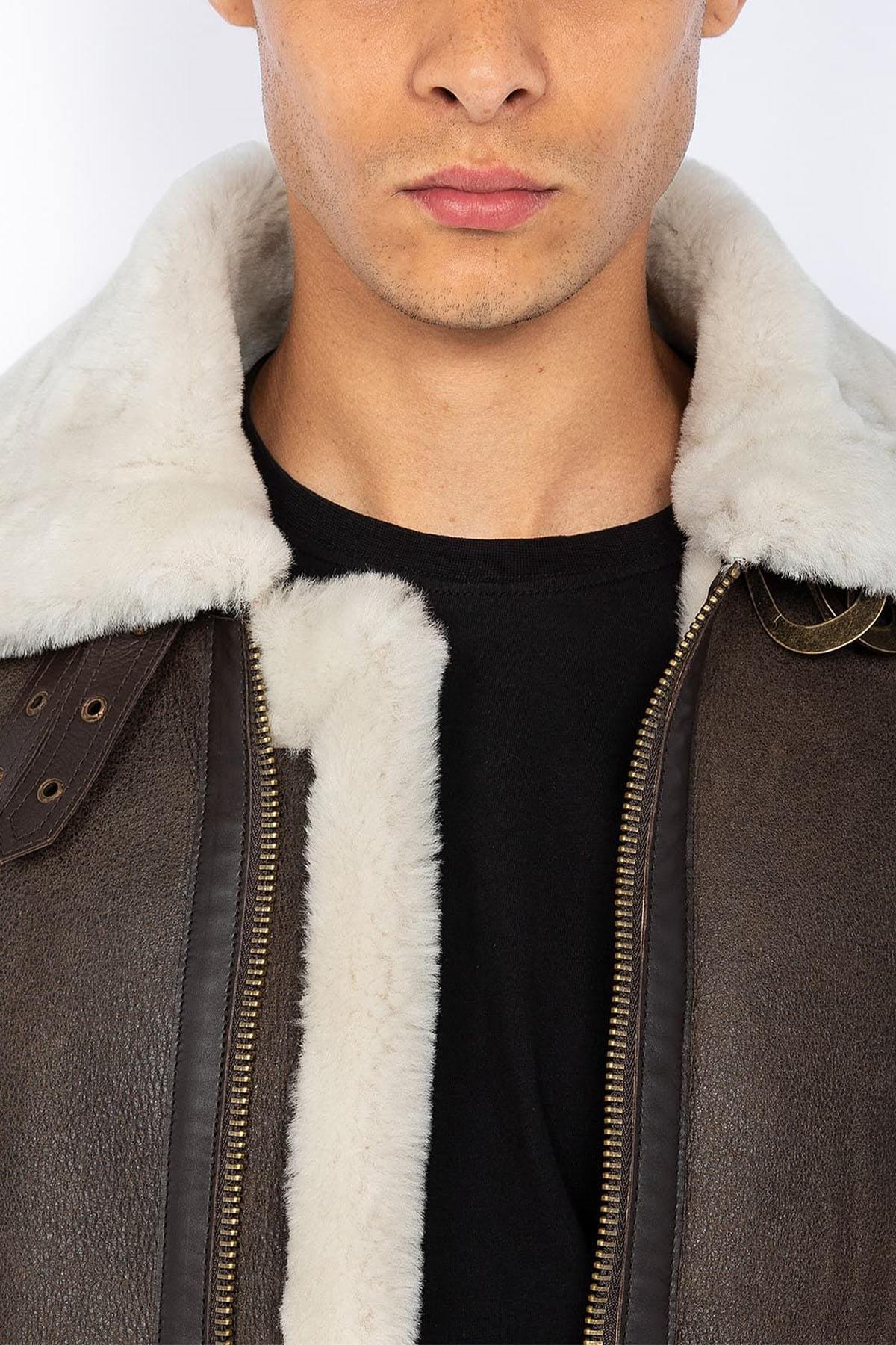 SCHOTT men's bomber jacket in sheepskin leather - Image n°5