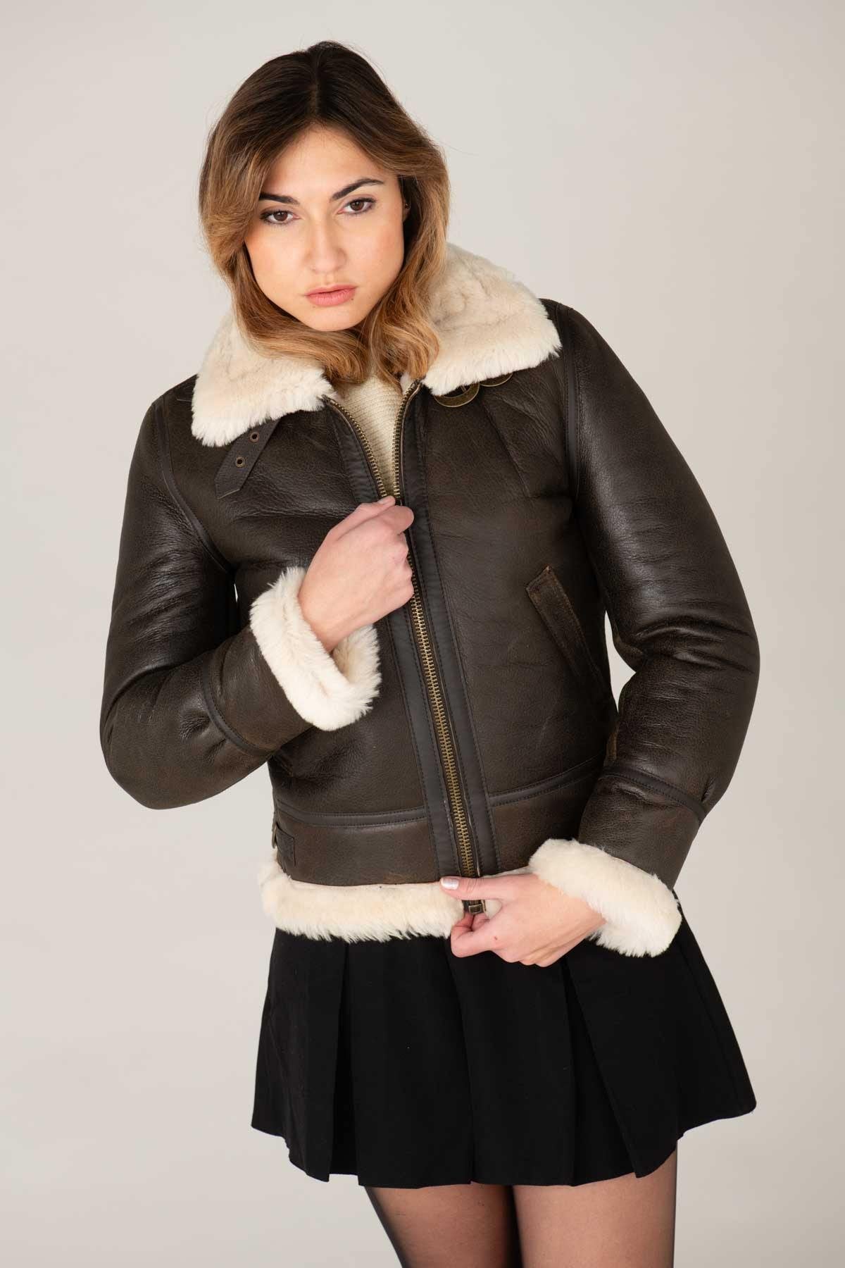 SCHOTT bomber in brown leather - Image n°1