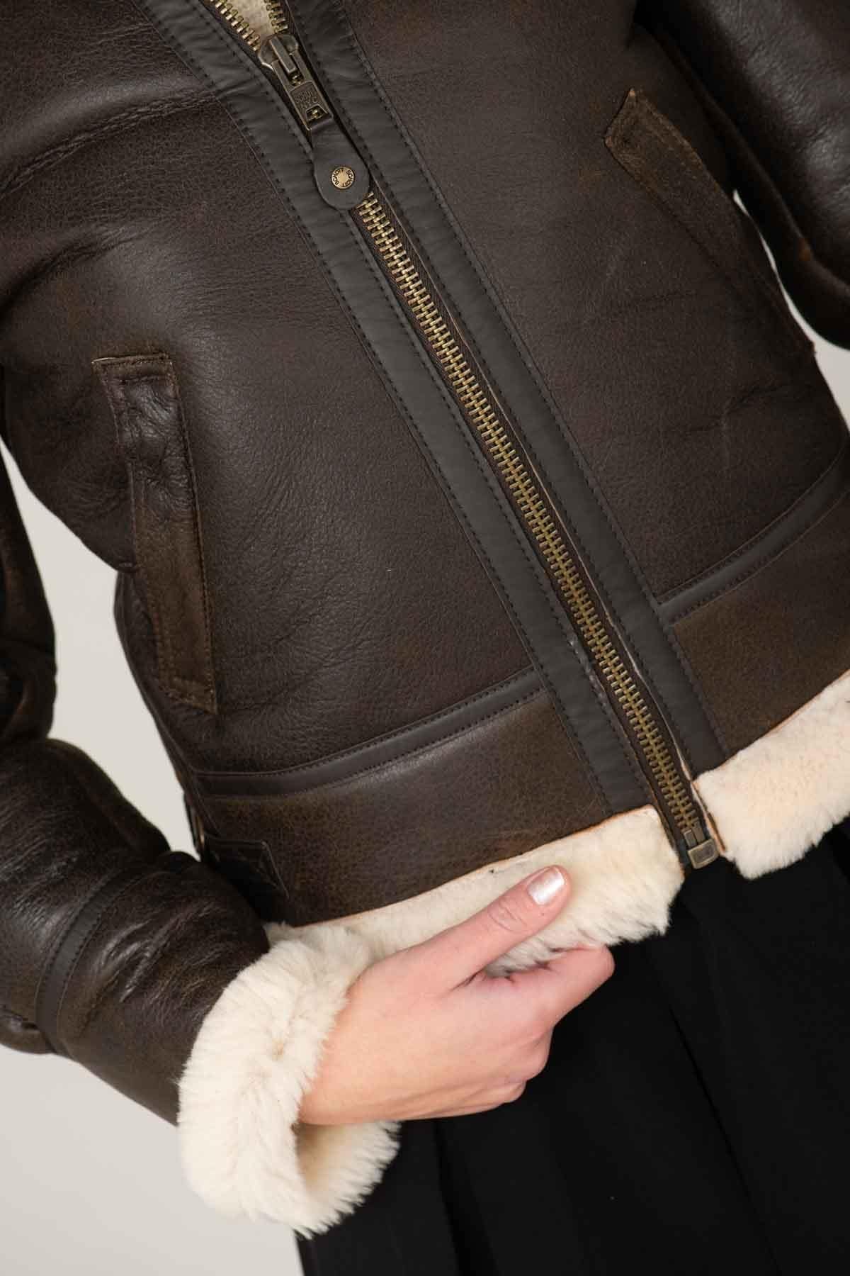 SCHOTT bomber in brown leather - Image n°3