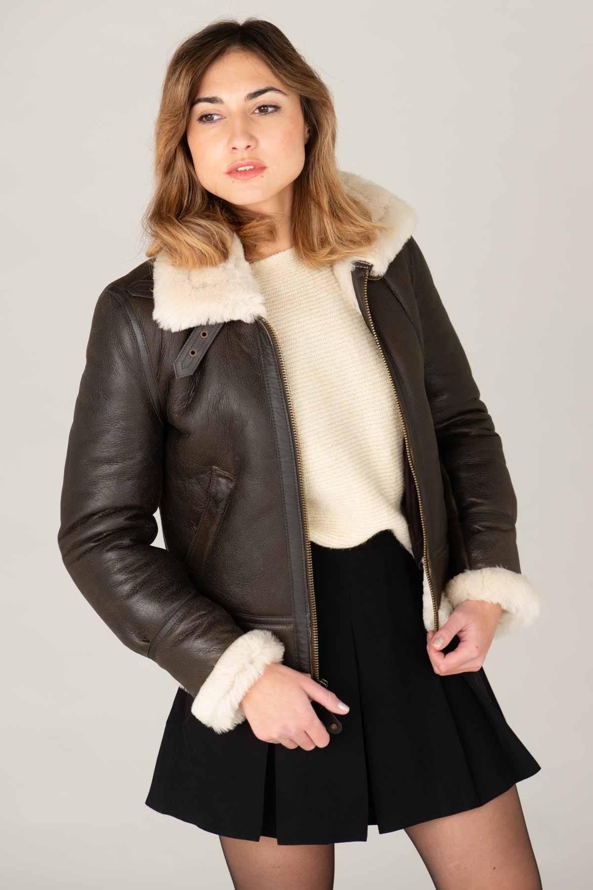 SCHOTT bomber in brown leather - Image n°4