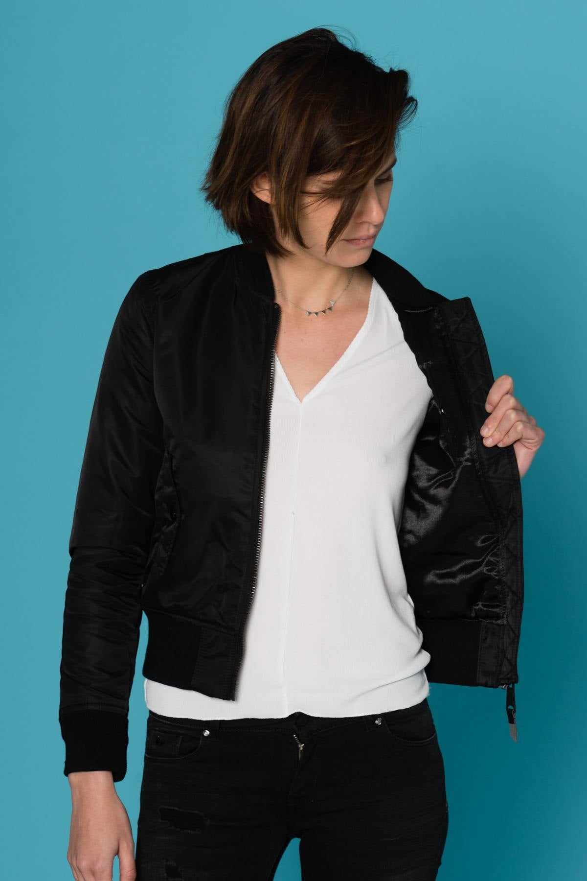  Women's black nylon bombers - Image n°6