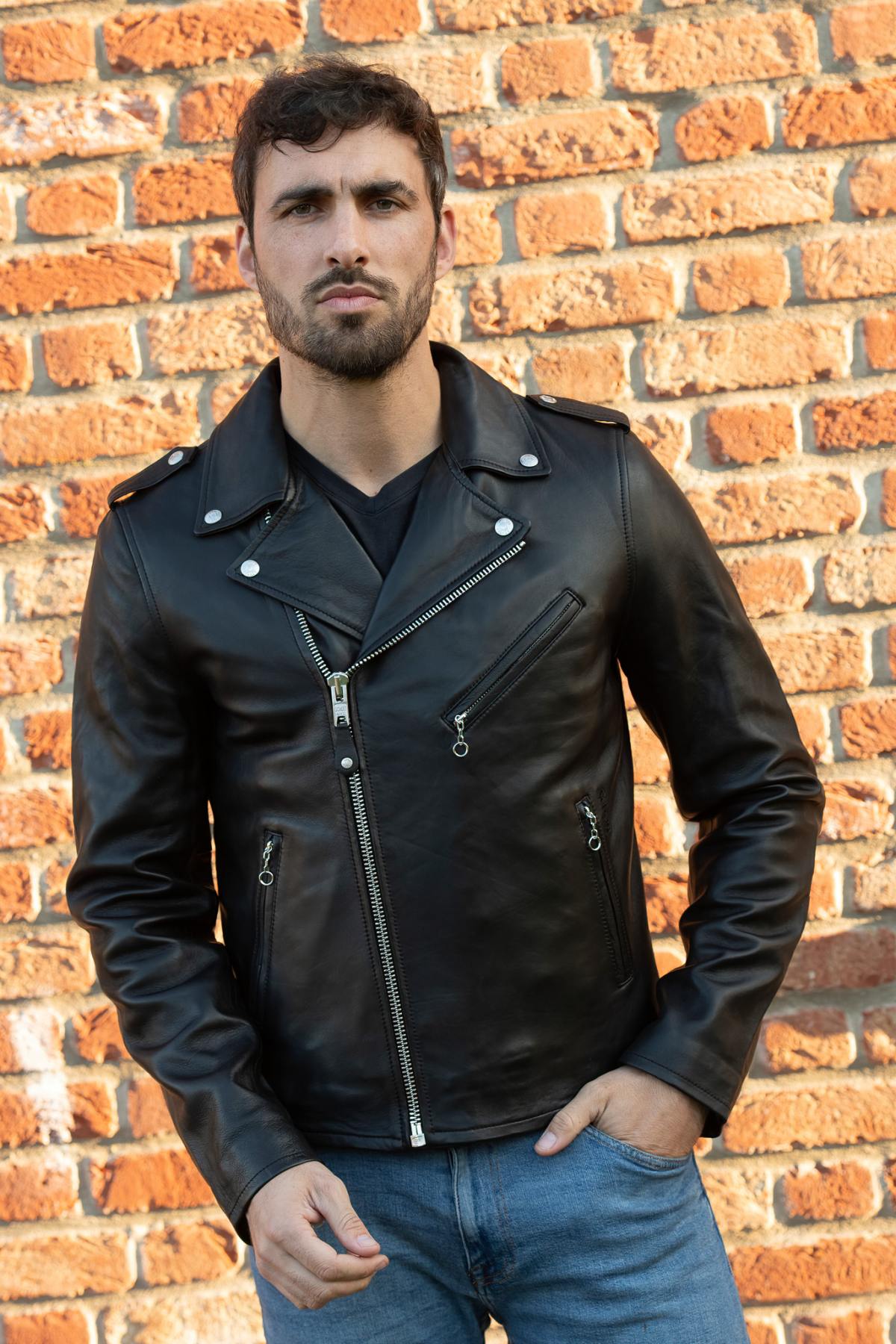 SCHOTT Men's black leather perfecto - Image n°6