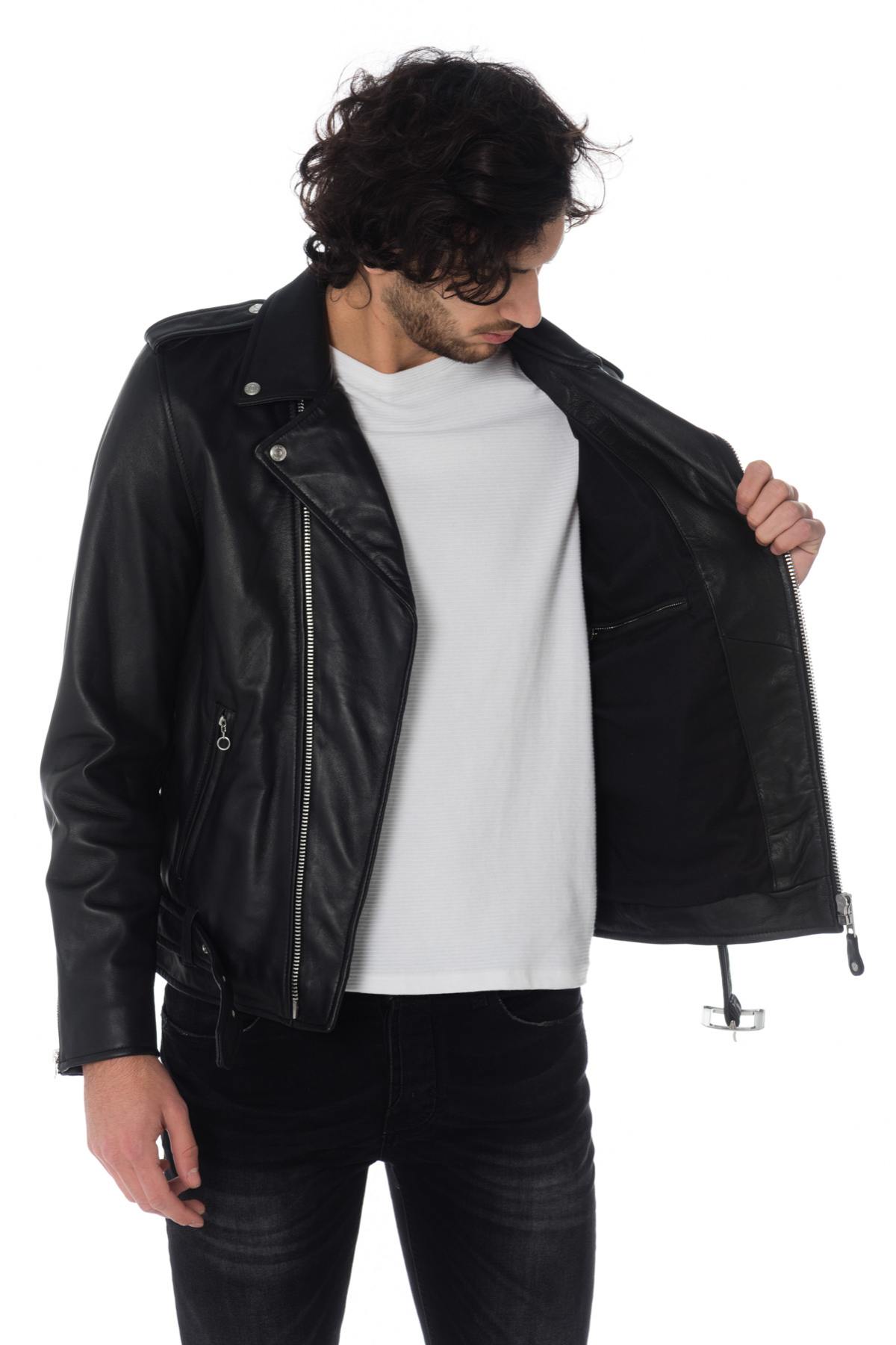 Men's black leather perfecto - Image n°5