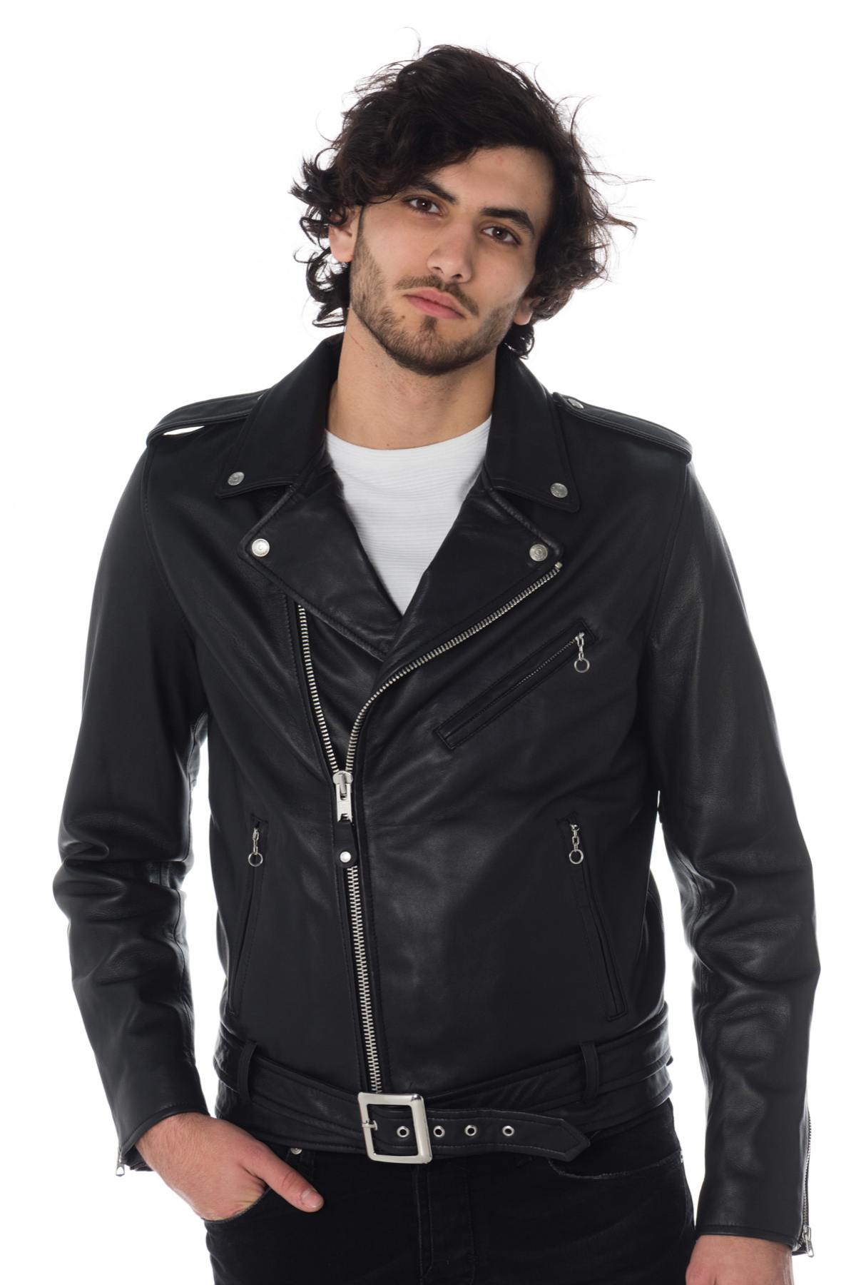 Men's black leather perfecto - Image n°1