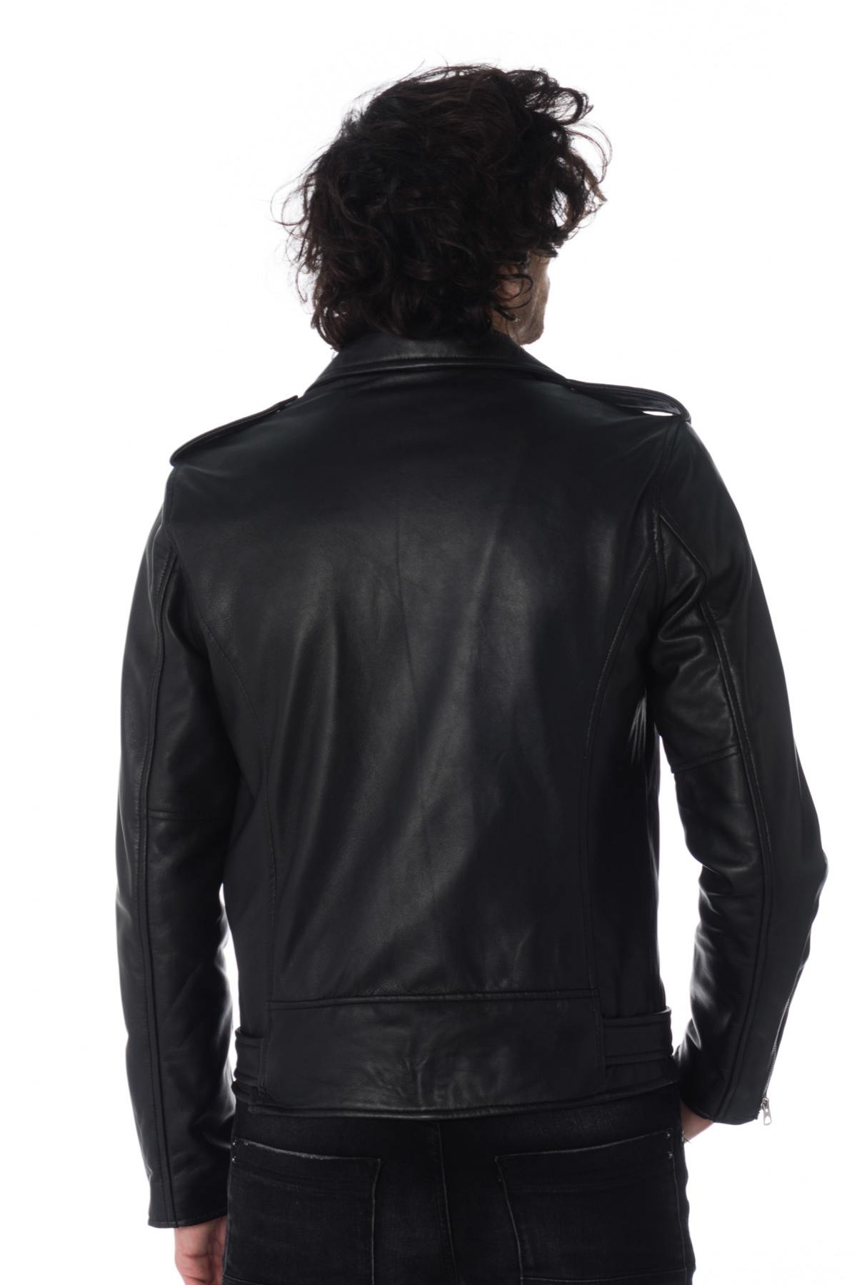 Men's black leather perfecto - Image n°6