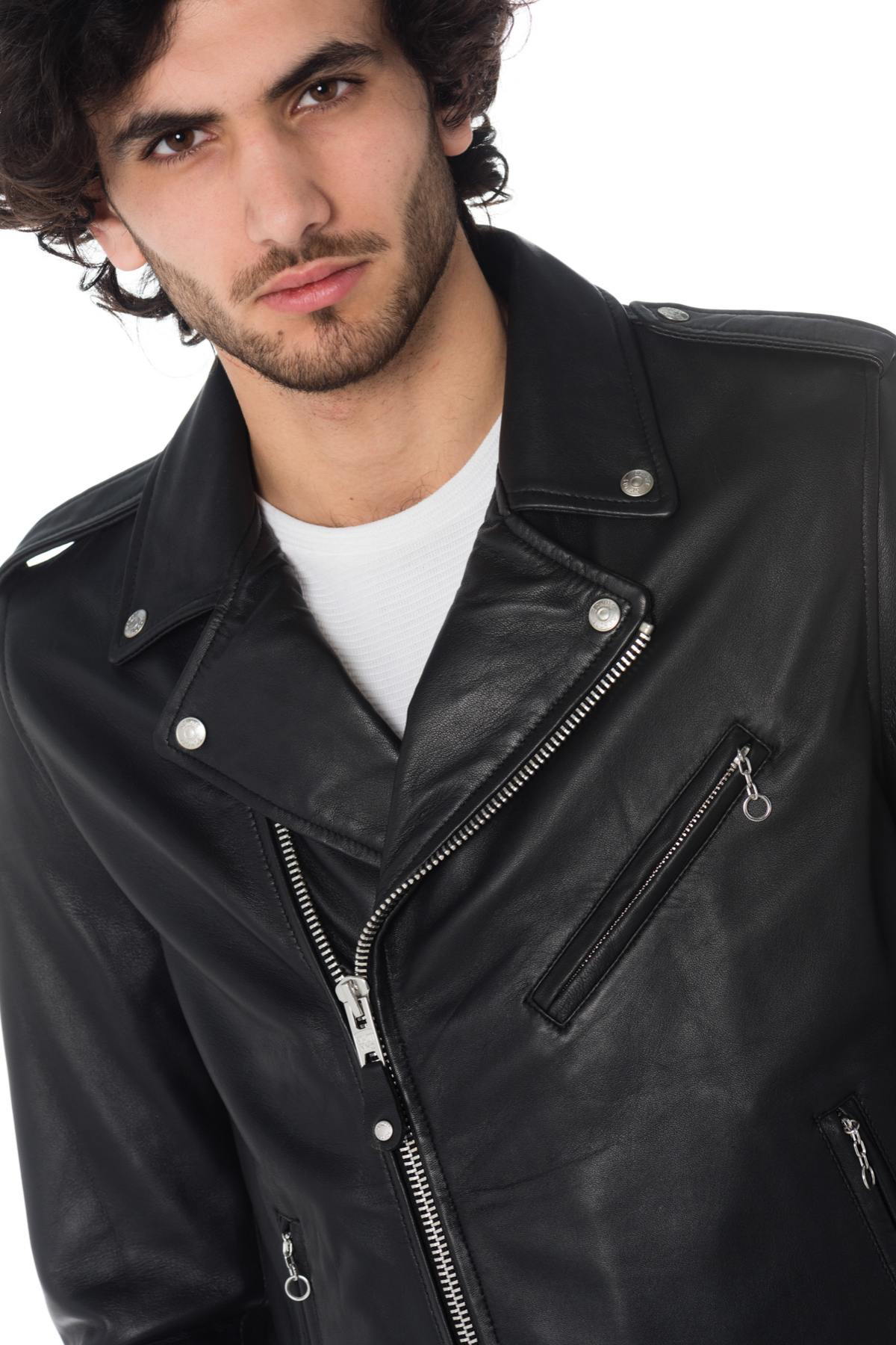 Men's black leather perfecto - Image n°7