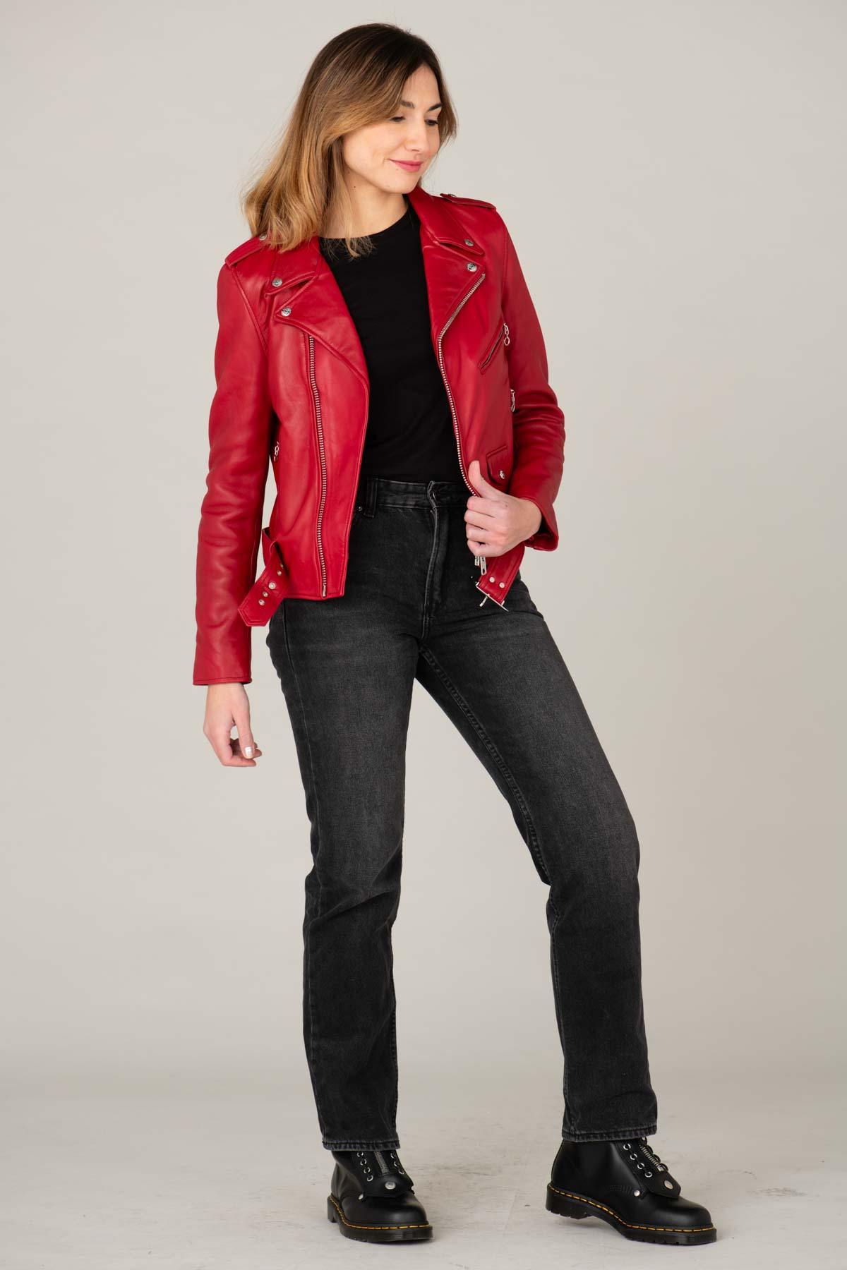 Schott women's red perfecto - Image n°3