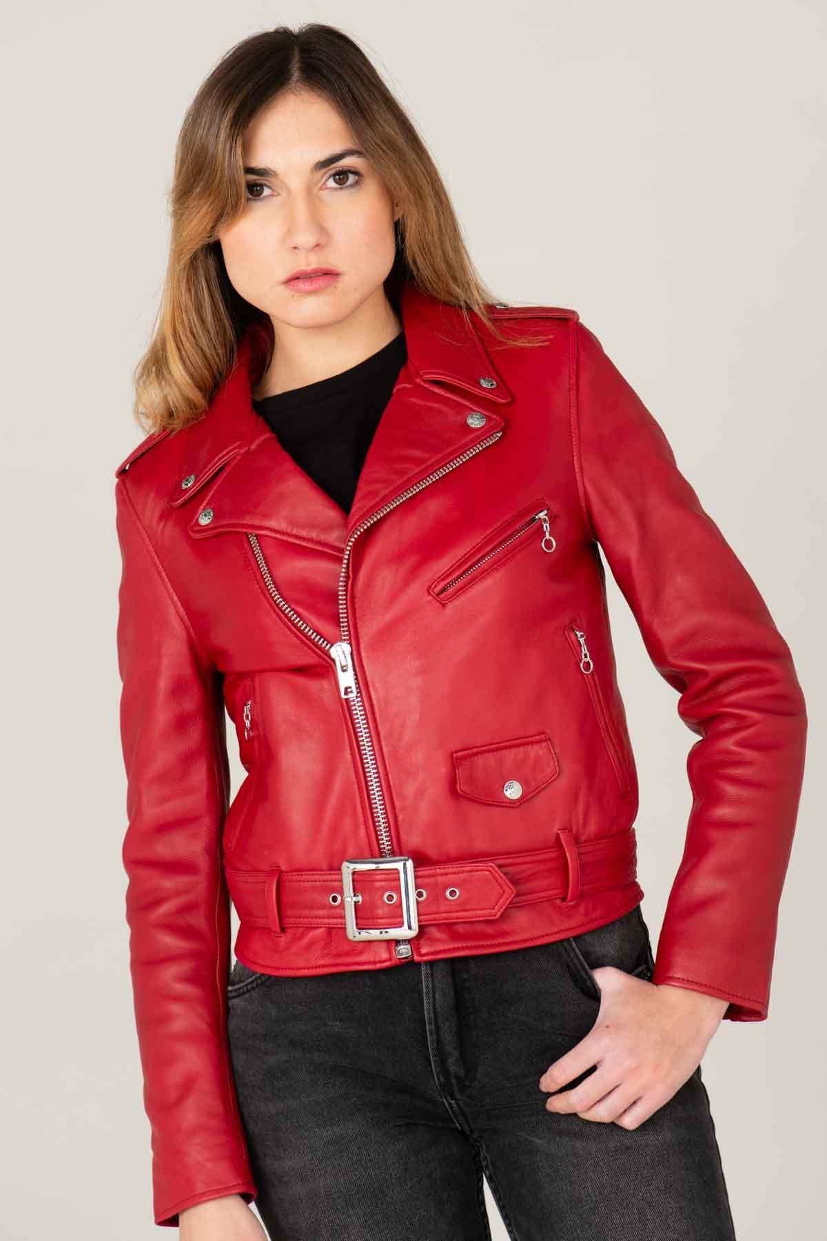 Schott women's red perfecto - Image n°4