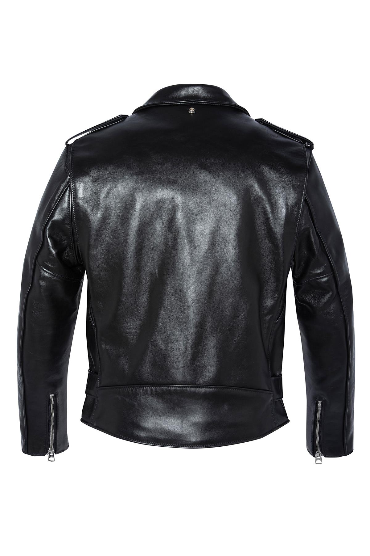 Schott men's perfecto in black horse leather - Image n°4