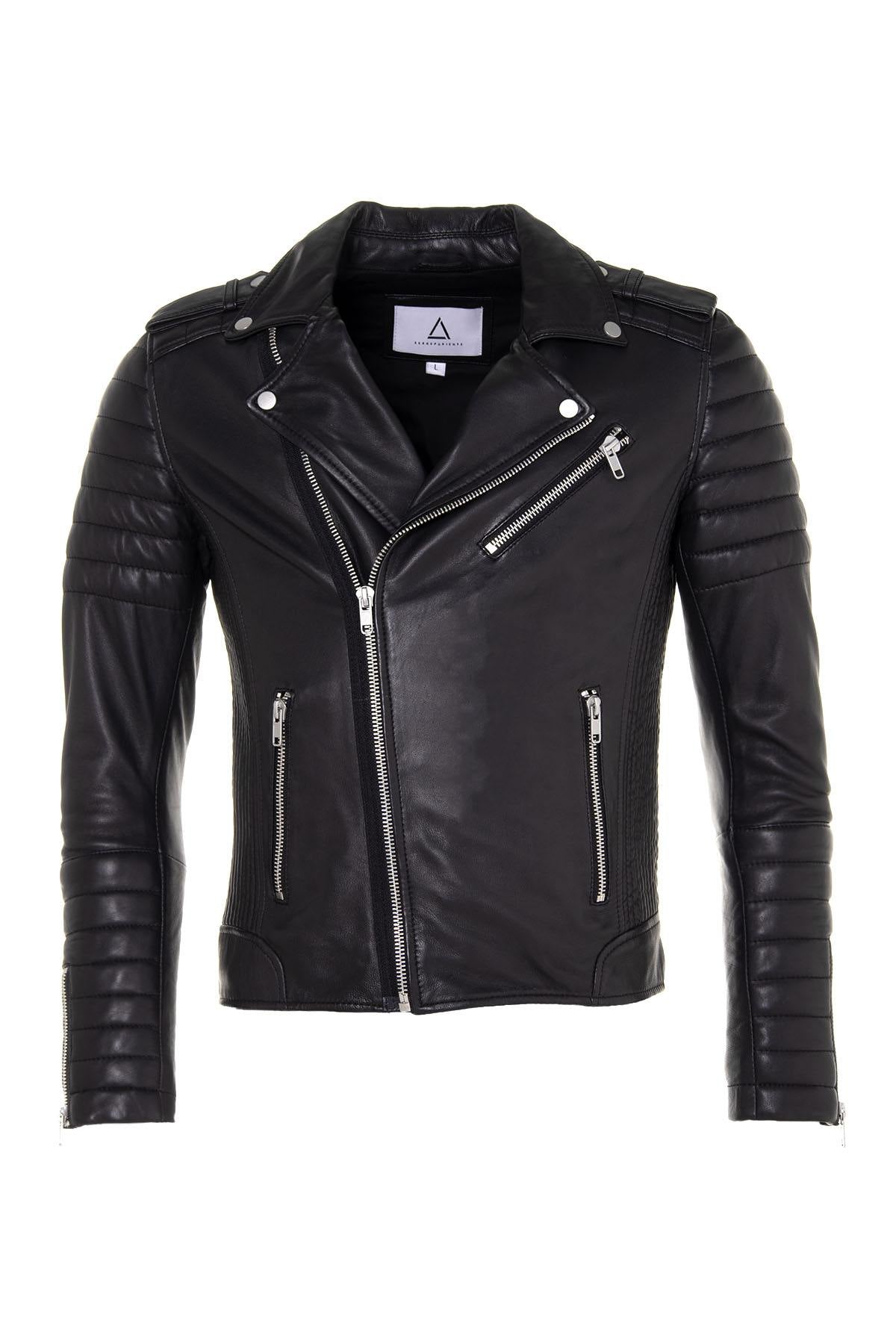 Quilted Biker Jacket in black lambskin - Image n°3