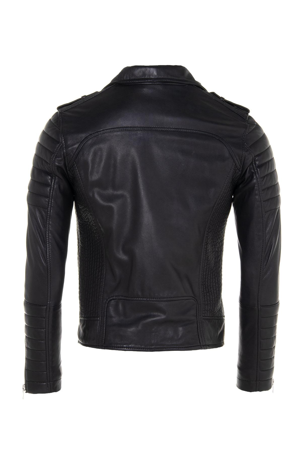 Quilted Biker Jacket in black lambskin - Image n°10