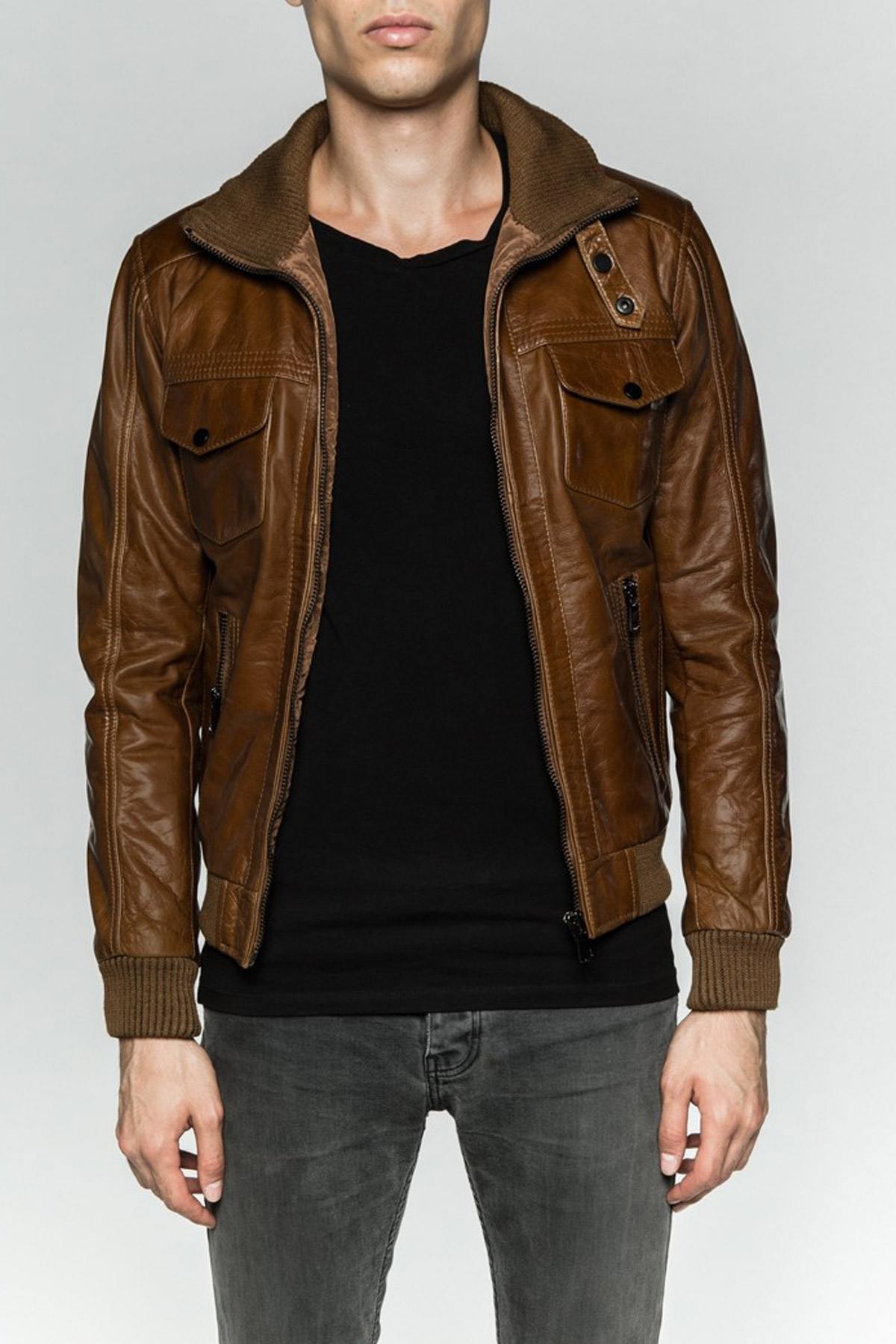 Serge Pariente jacket in oxblood buffalo leather - Image n°1