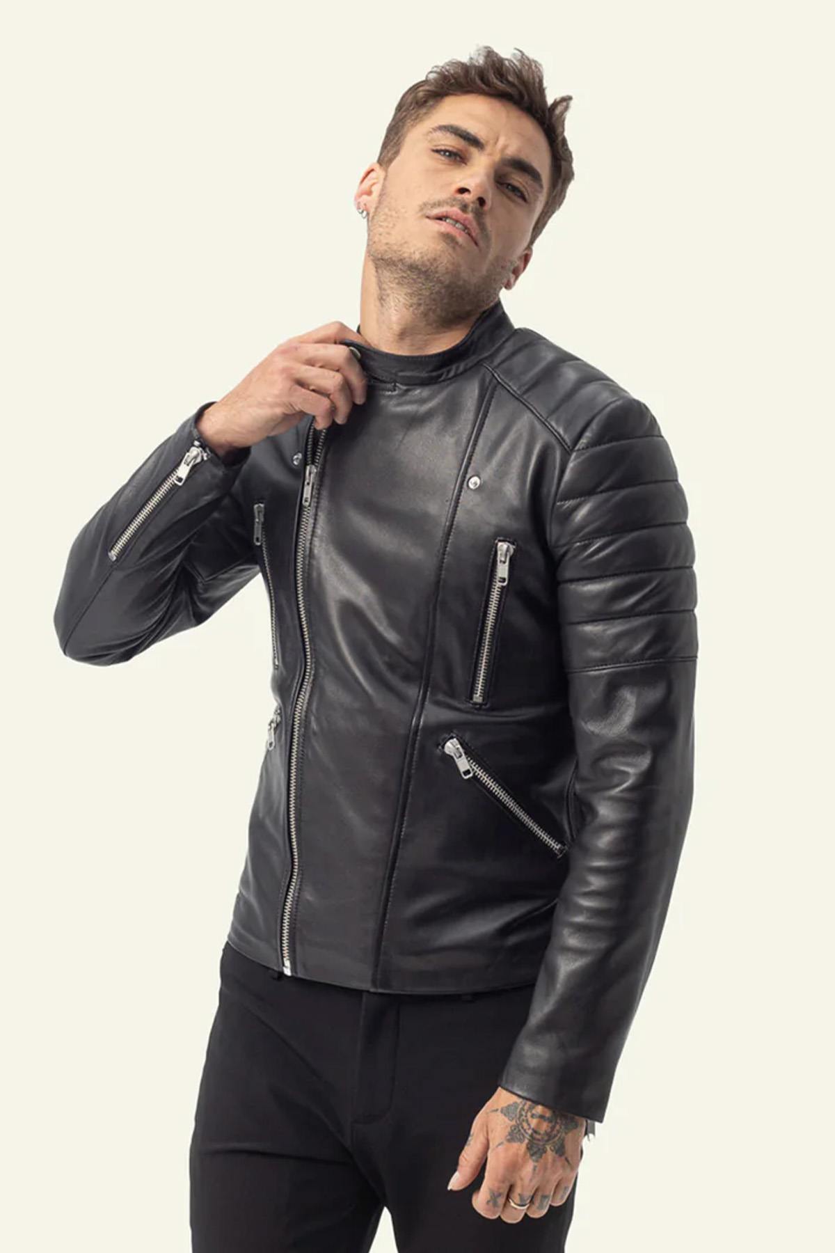 Trendy black perfecto for men - Image n°5