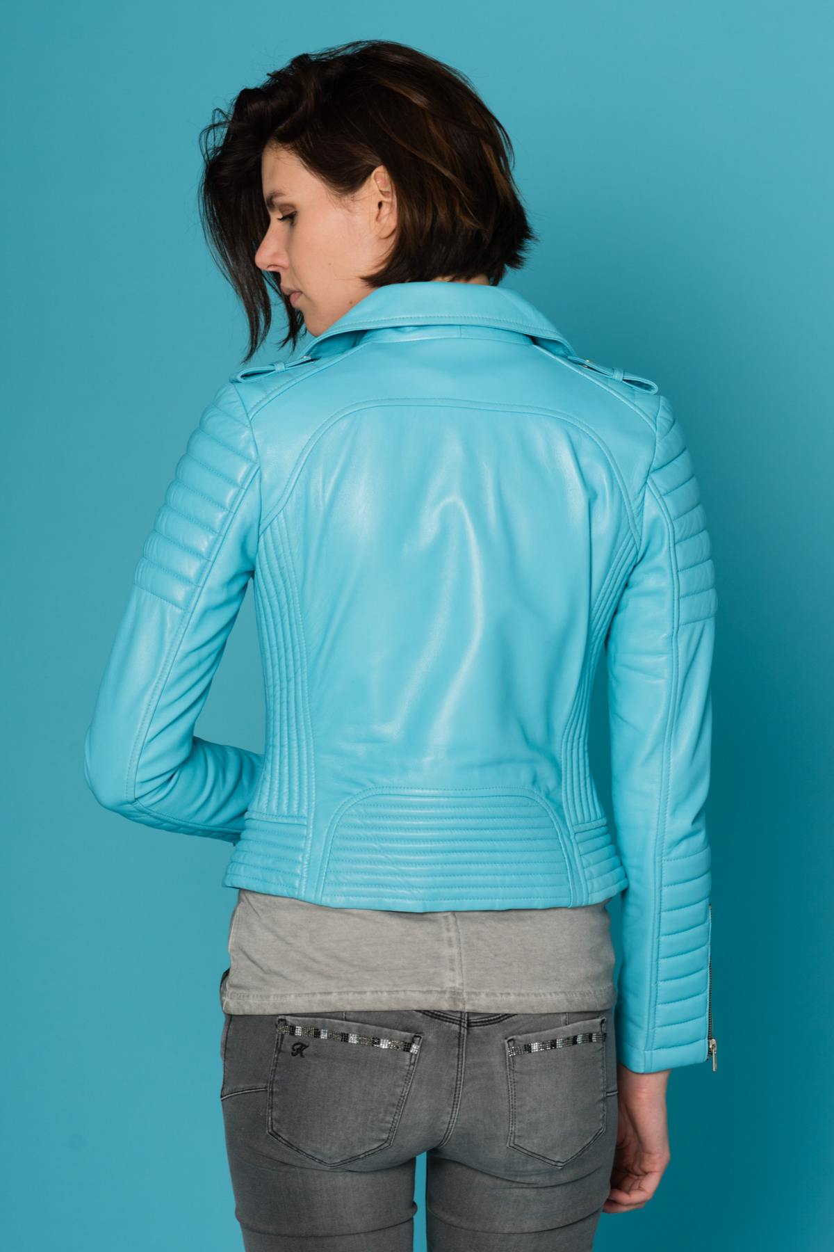 Serge Pariente women's Biker Jacket in sheepskin - Image n°4