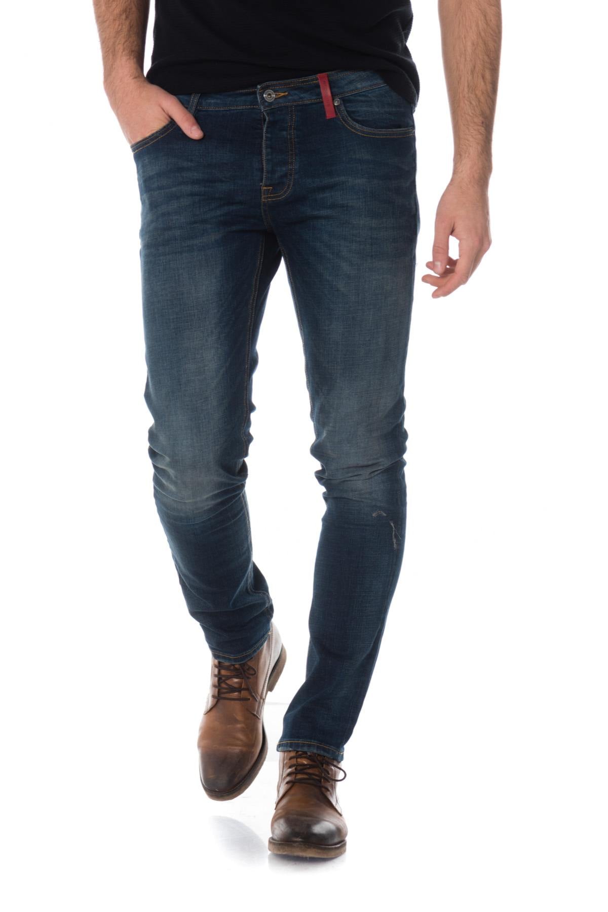 Men's fit washed blue jeans - Image n°1