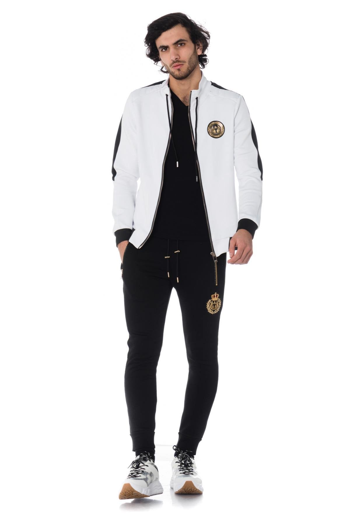 Men's white and black track jacket - Image n°2