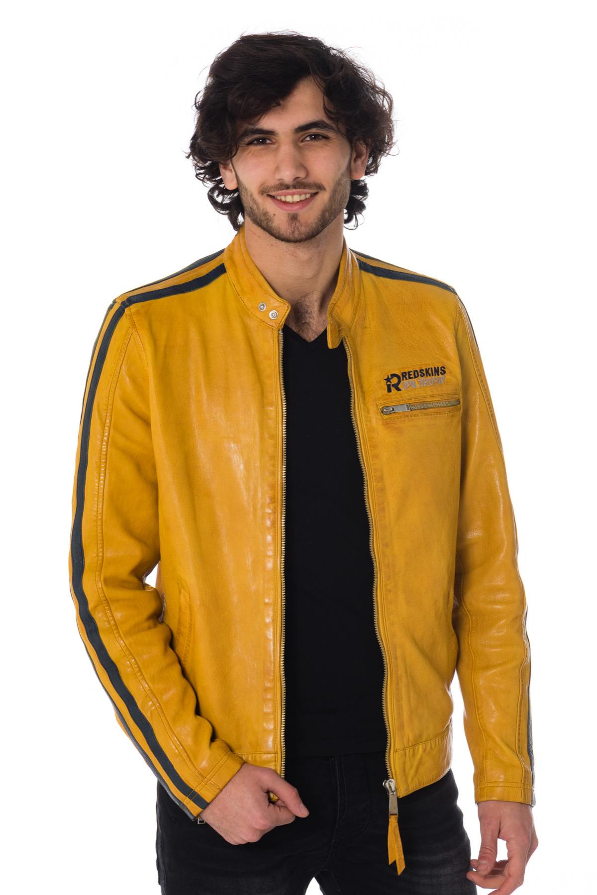 Men's yellow leather jacket - Image n°3