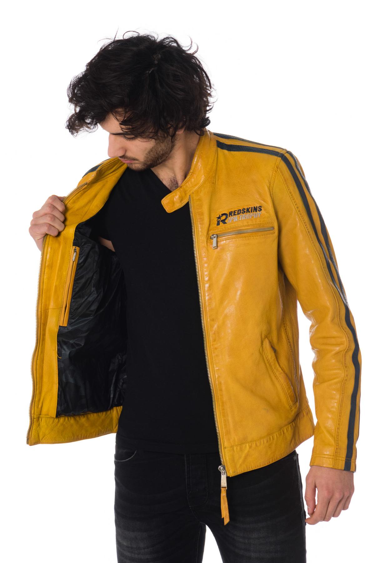 Men's yellow leather jacket - Image n°4