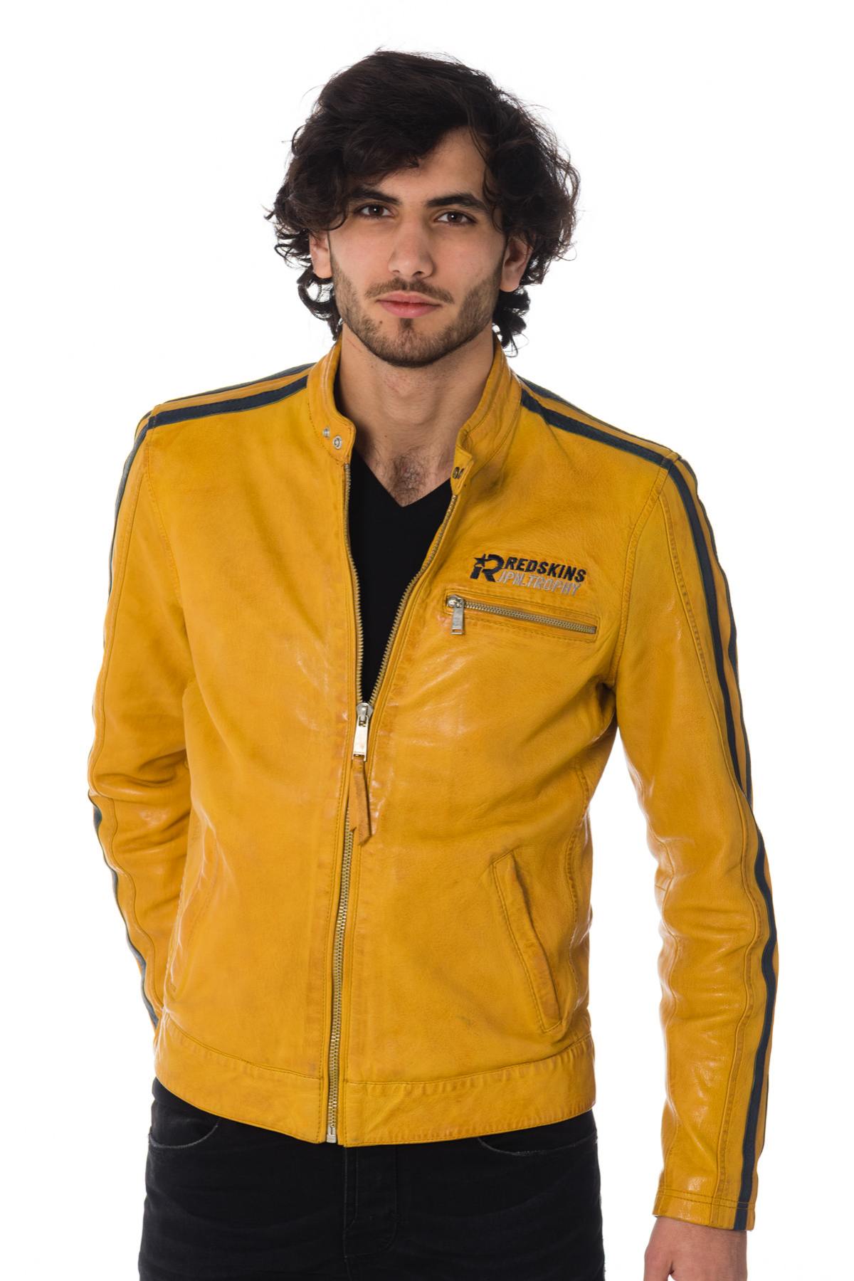 Men's yellow leather jacket - Image n°1