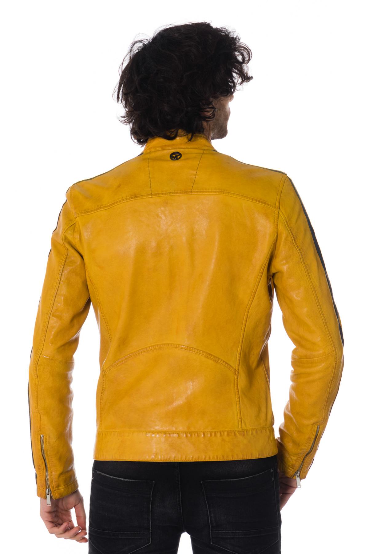 Men's yellow leather jacket - Image n°5