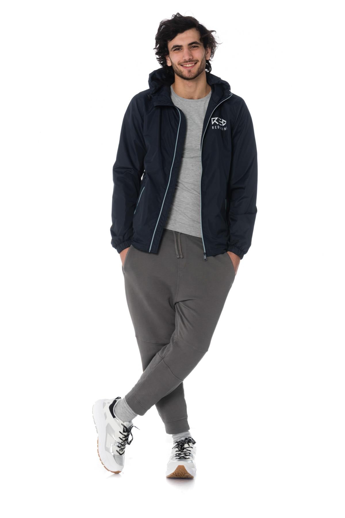 Men's navy blue sports windbreaker - Image n°2