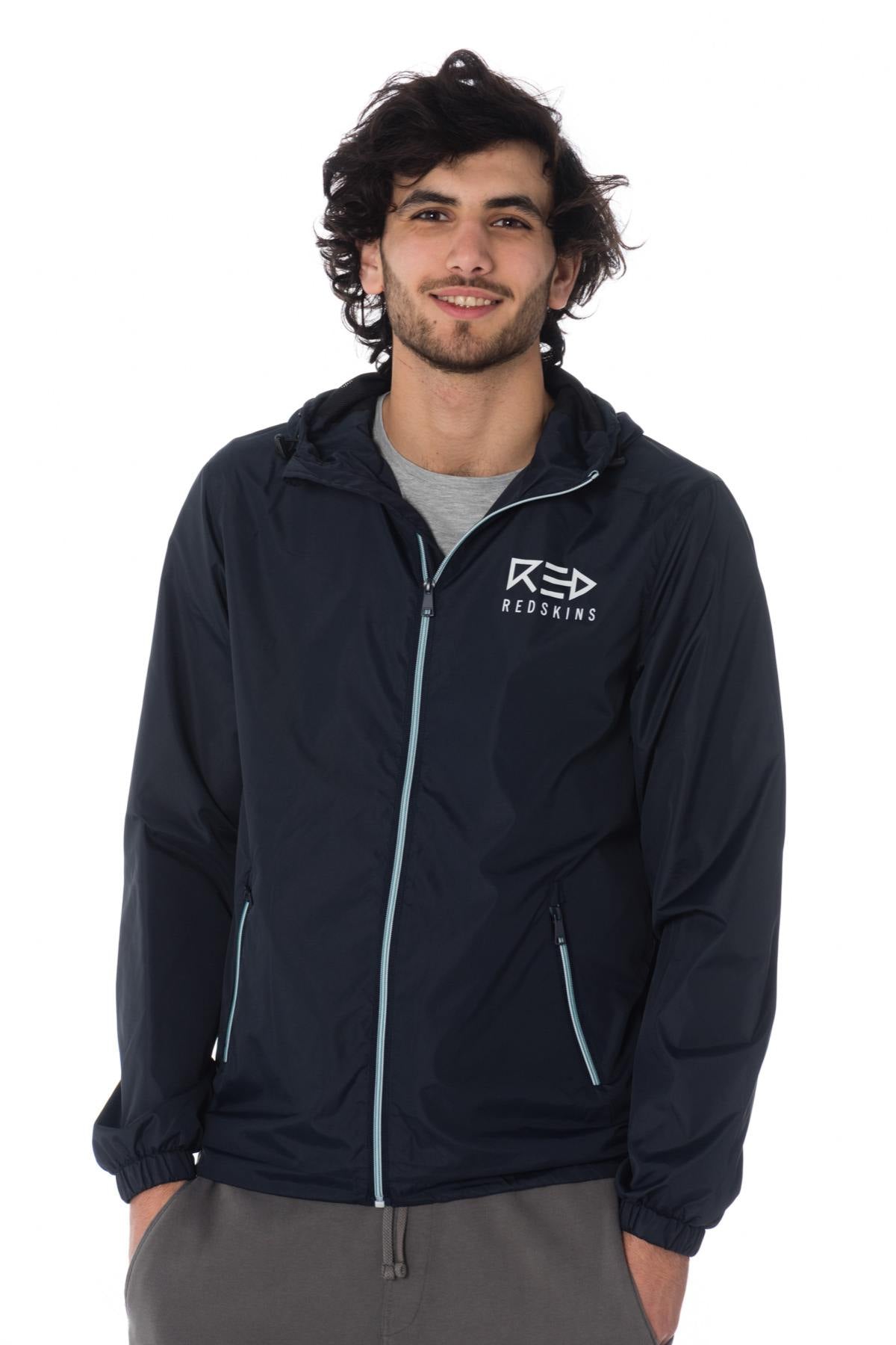 Men's navy blue sports windbreaker - Image n°1