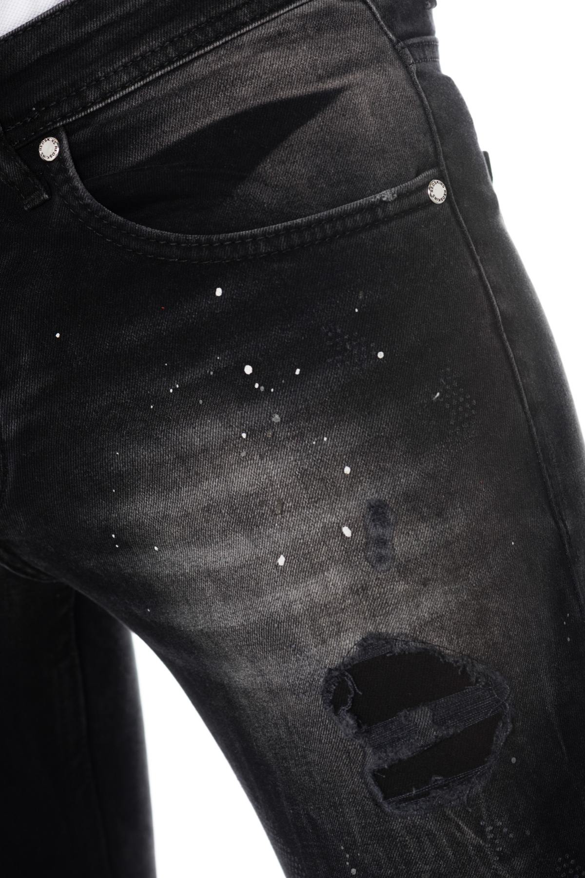 Men's black destroyed skinny jeans - Image n°3