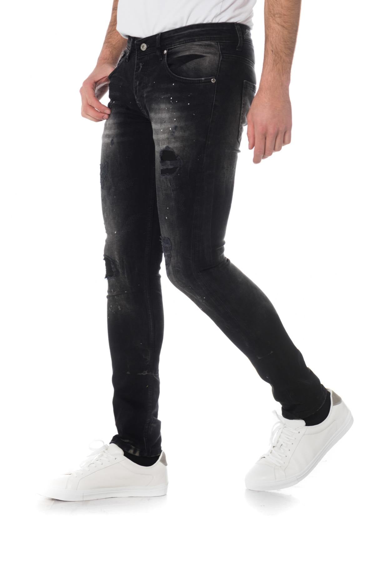 Men's black destroyed skinny jeans - Image n°5