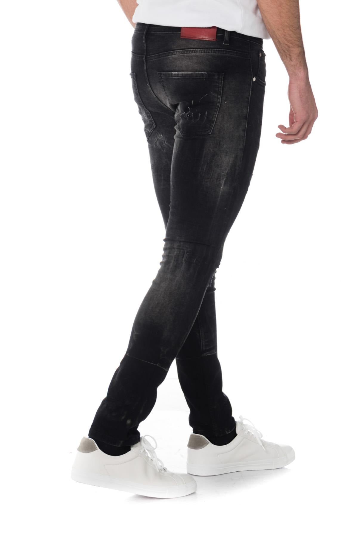 Men's black destroyed skinny jeans - Image n°2