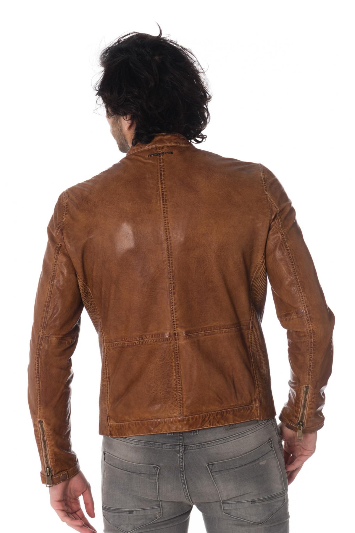 Cognac McQueen leather jacket - Image n°6