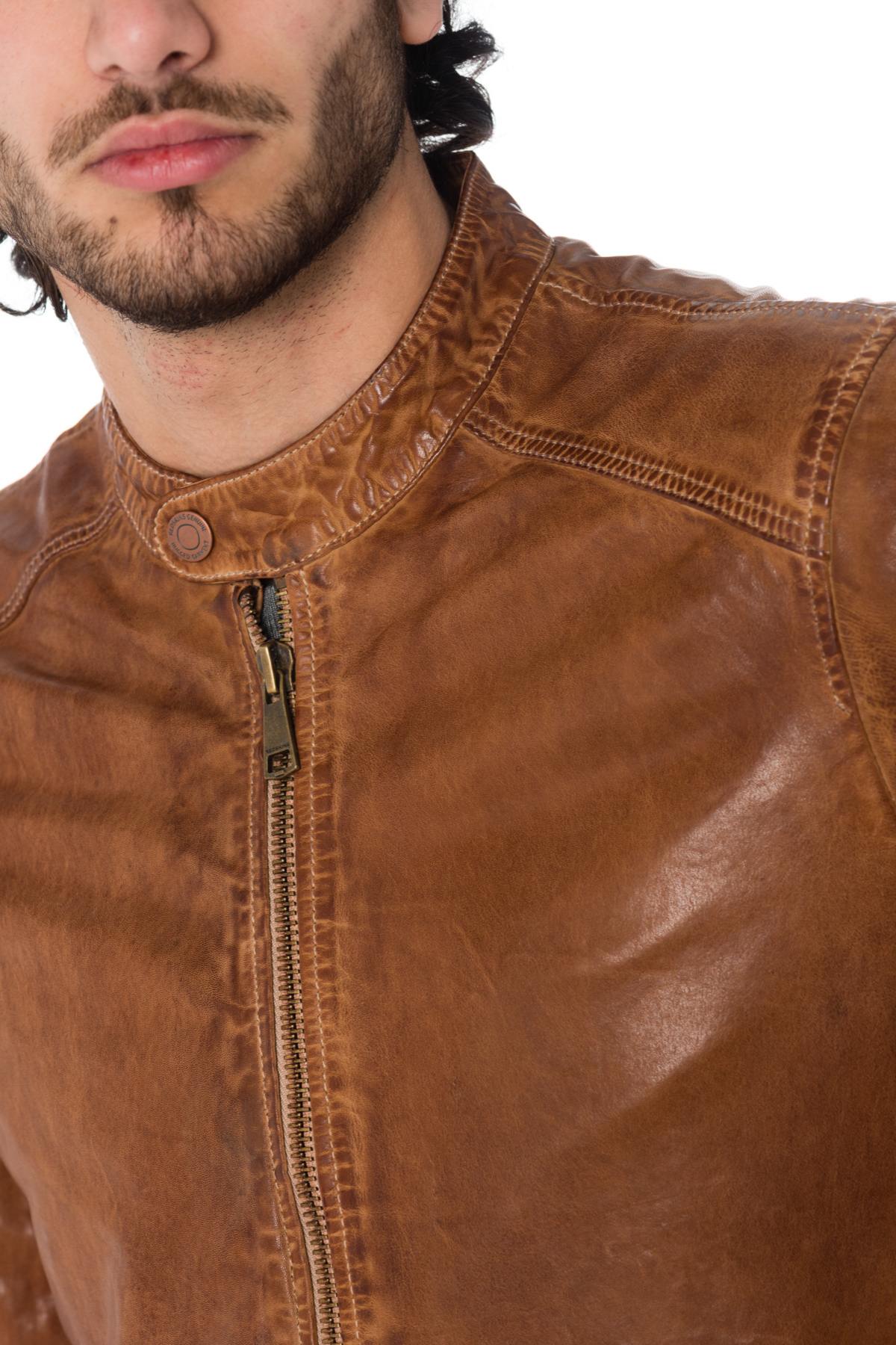 Cognac McQueen leather jacket - Image n°7