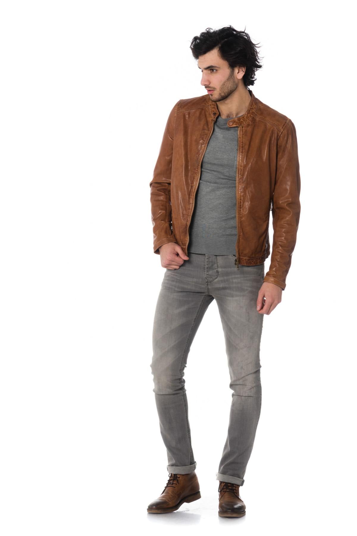 Cognac McQueen leather jacket - Image n°2