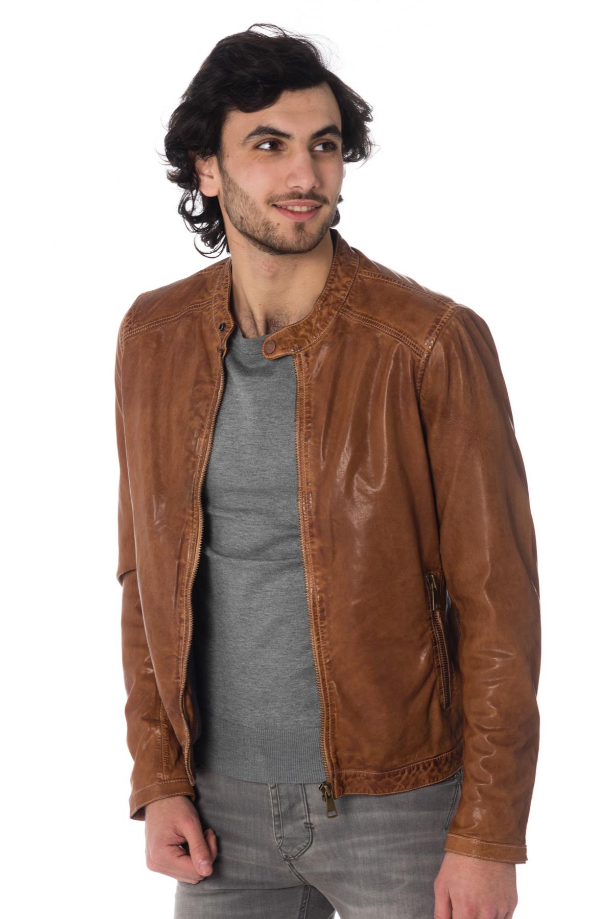 Cognac McQueen leather jacket - Image n°3