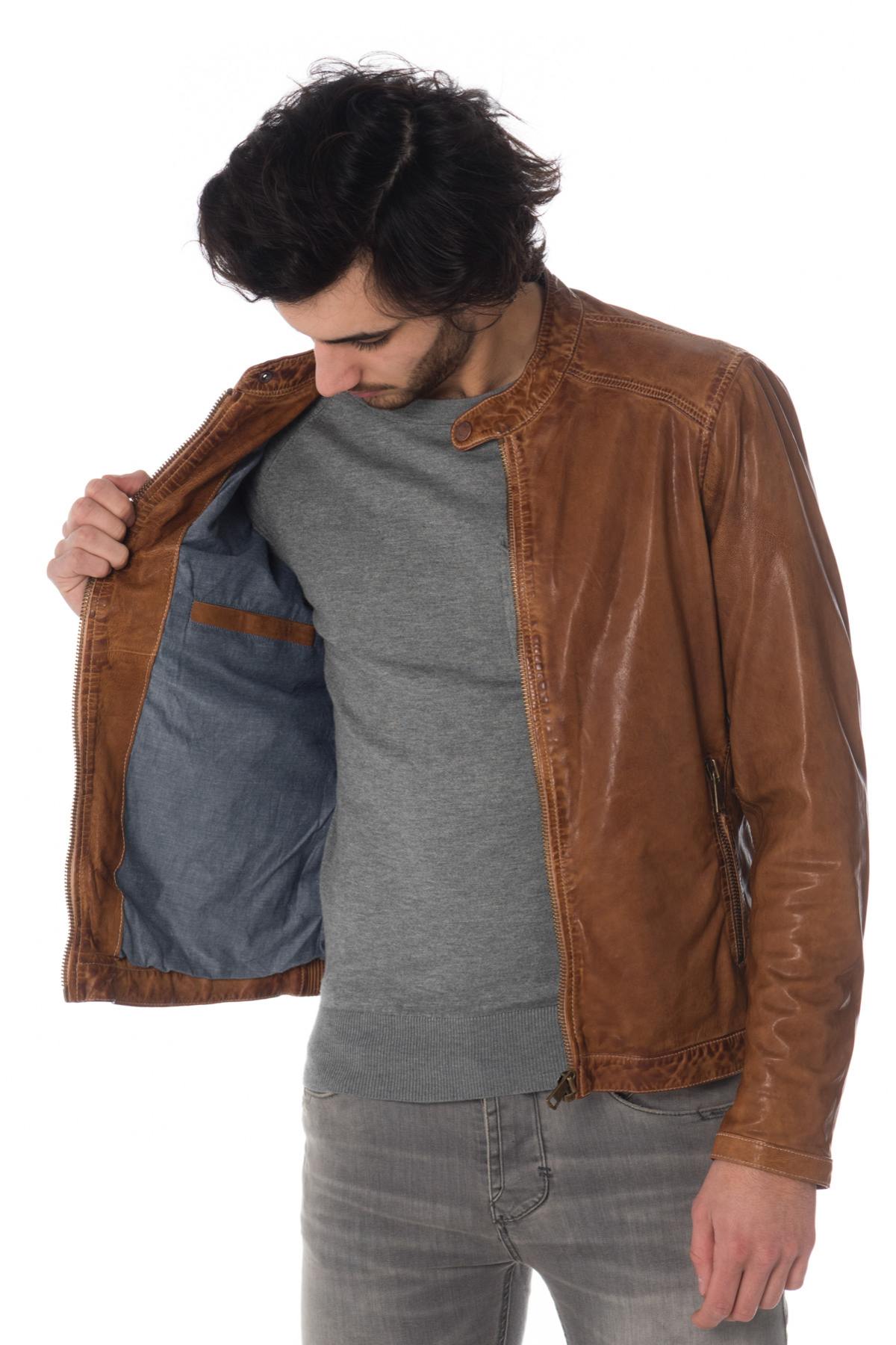 Cognac McQueen leather jacket - Image n°5