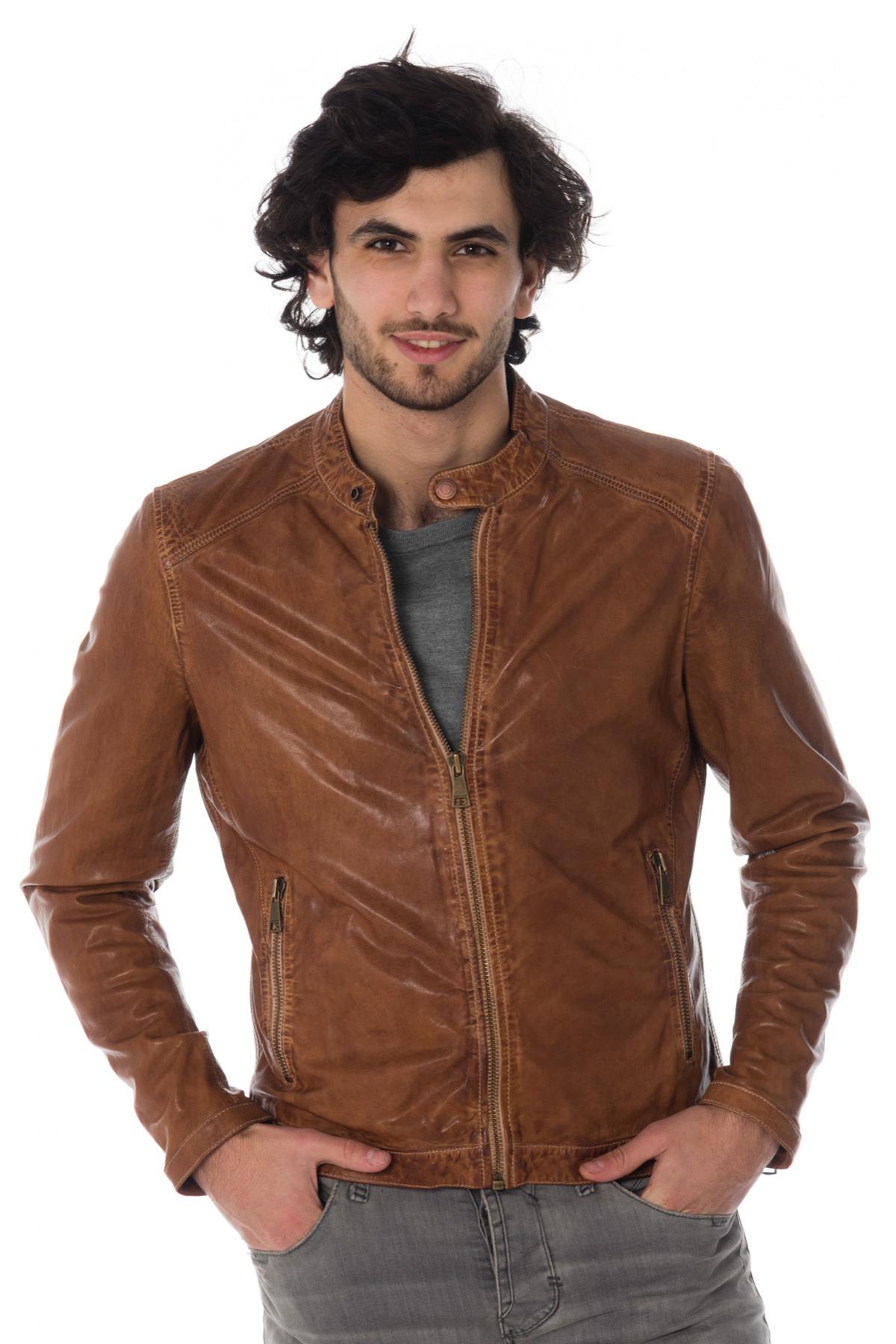 Cognac McQueen leather jacket - Image n°1