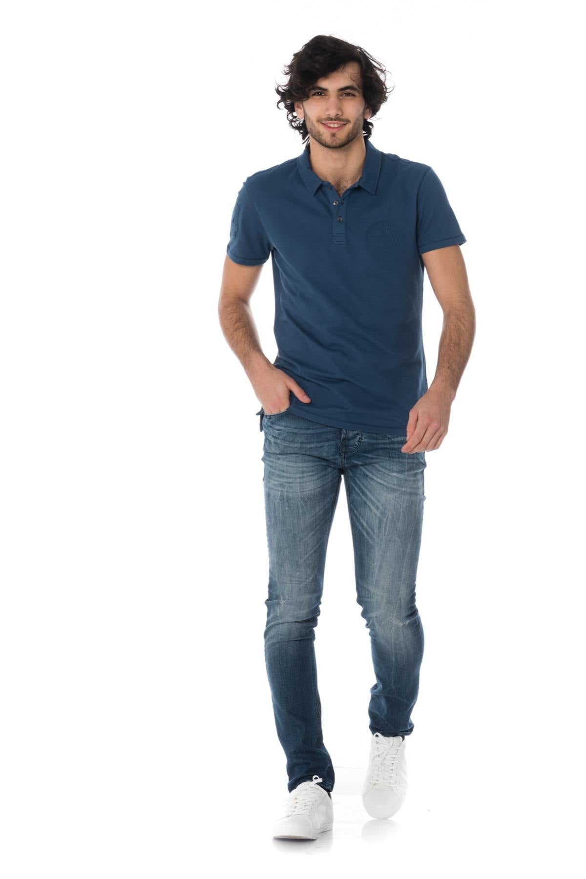 Washed blue men's jeans - Image n°6