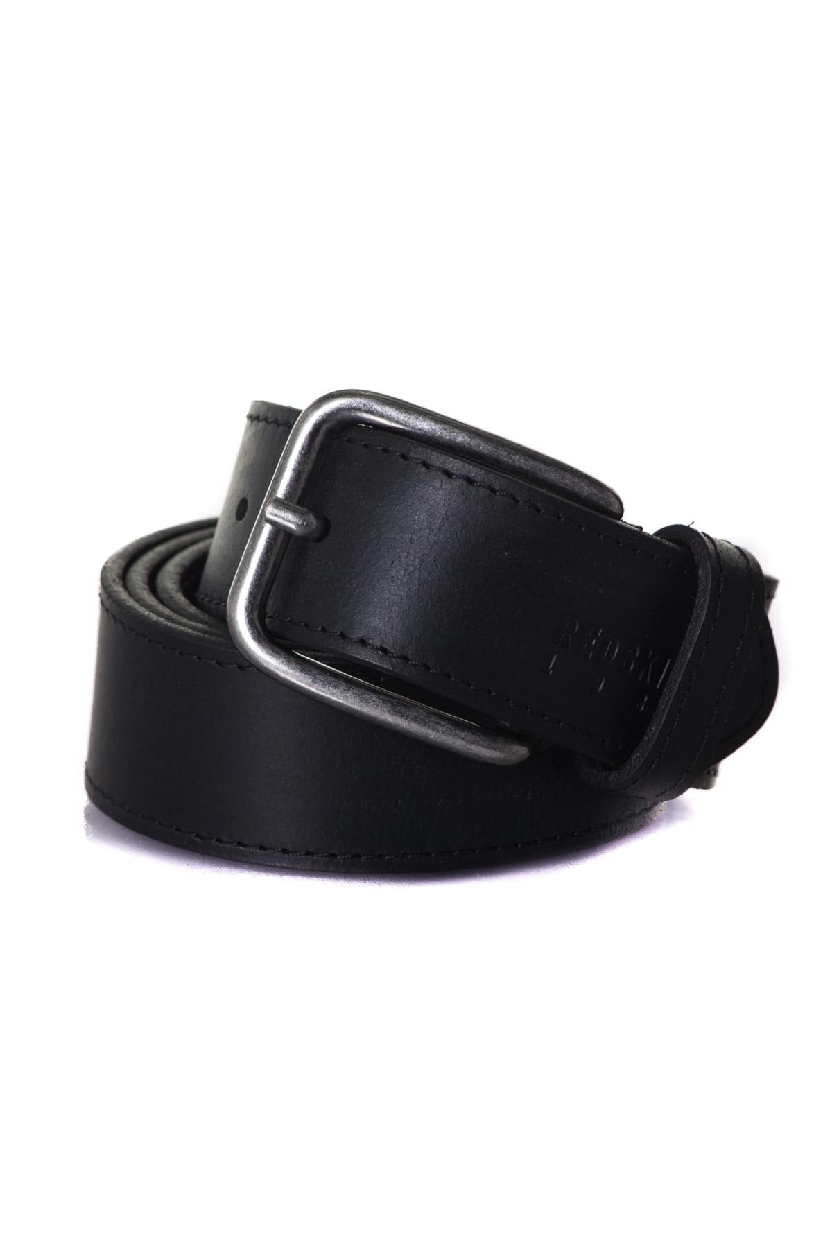 Black buffalo leather belt - Image n°1