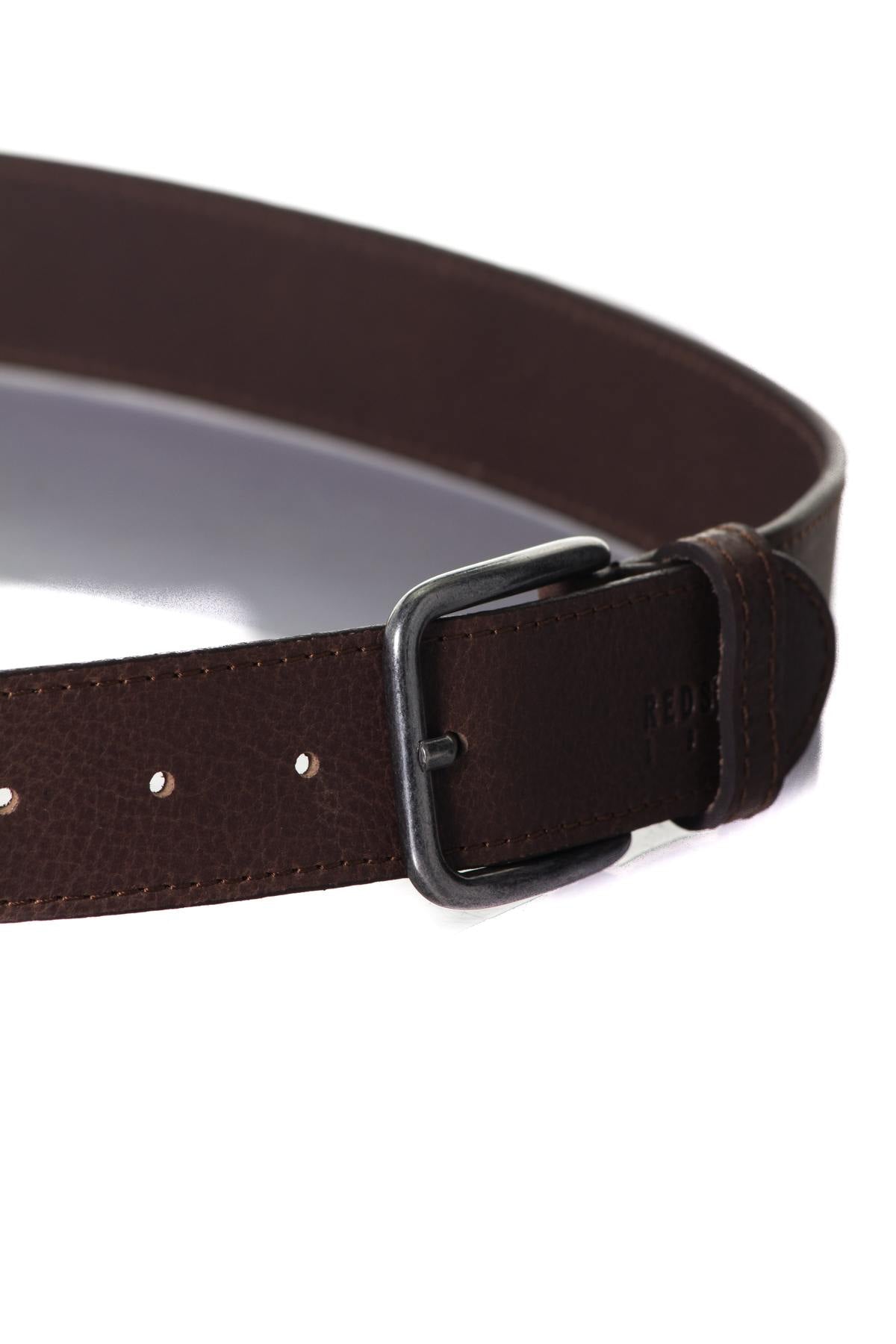 Brown buffalo leather belt - Image n°2