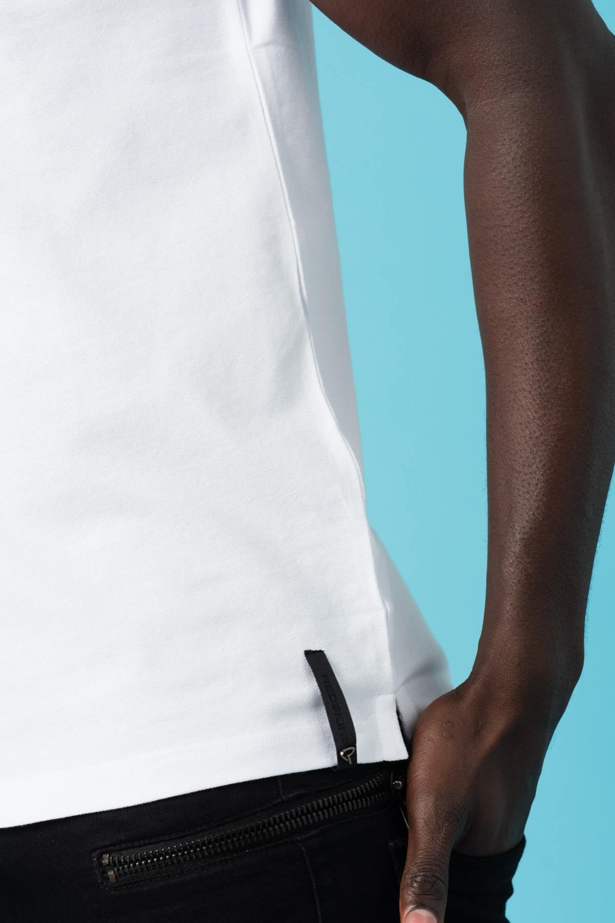 Men's white short-sleeved polo shirt - Image n°6